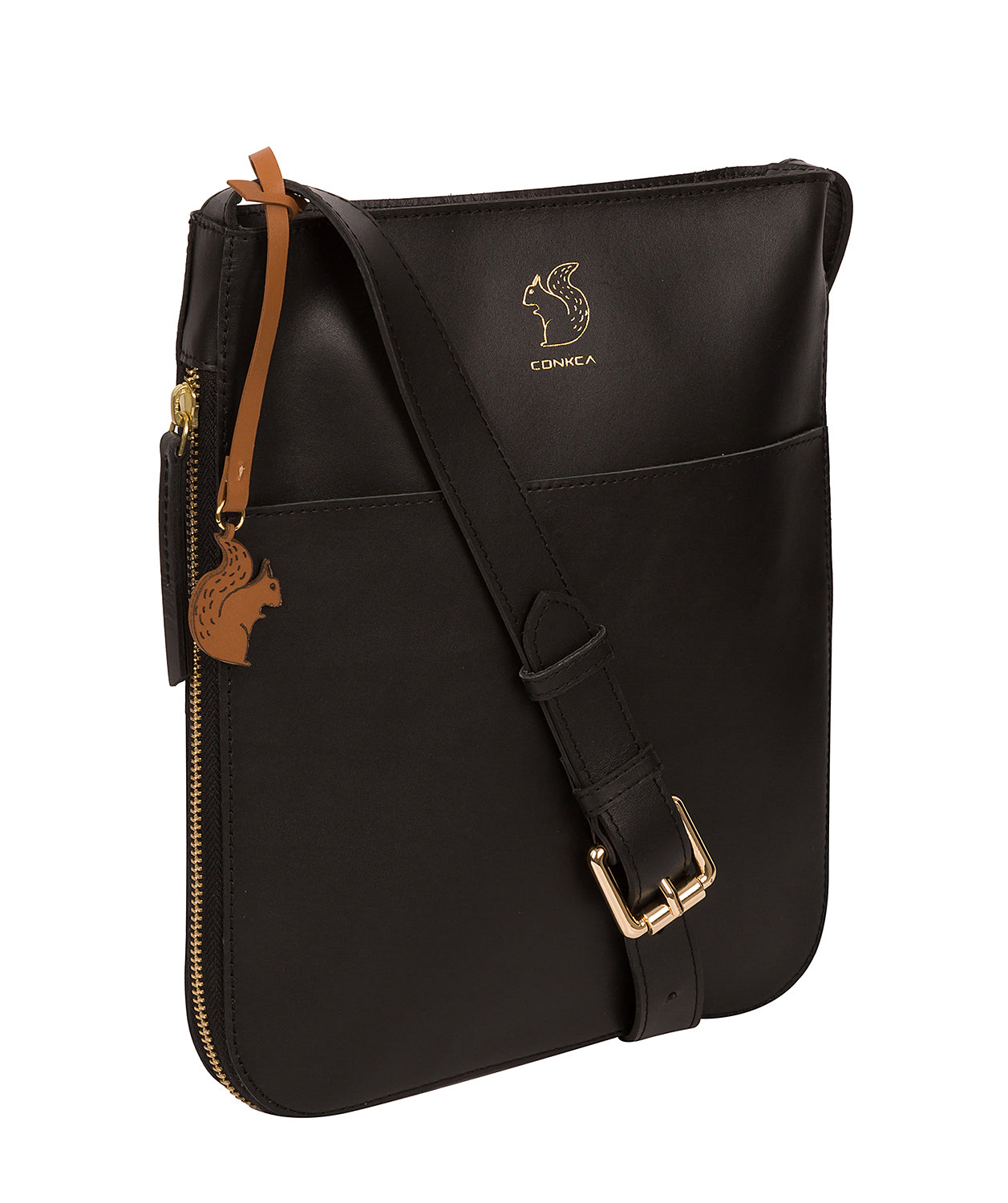 'Lautner' Jet Black Leather Cross Body Bag