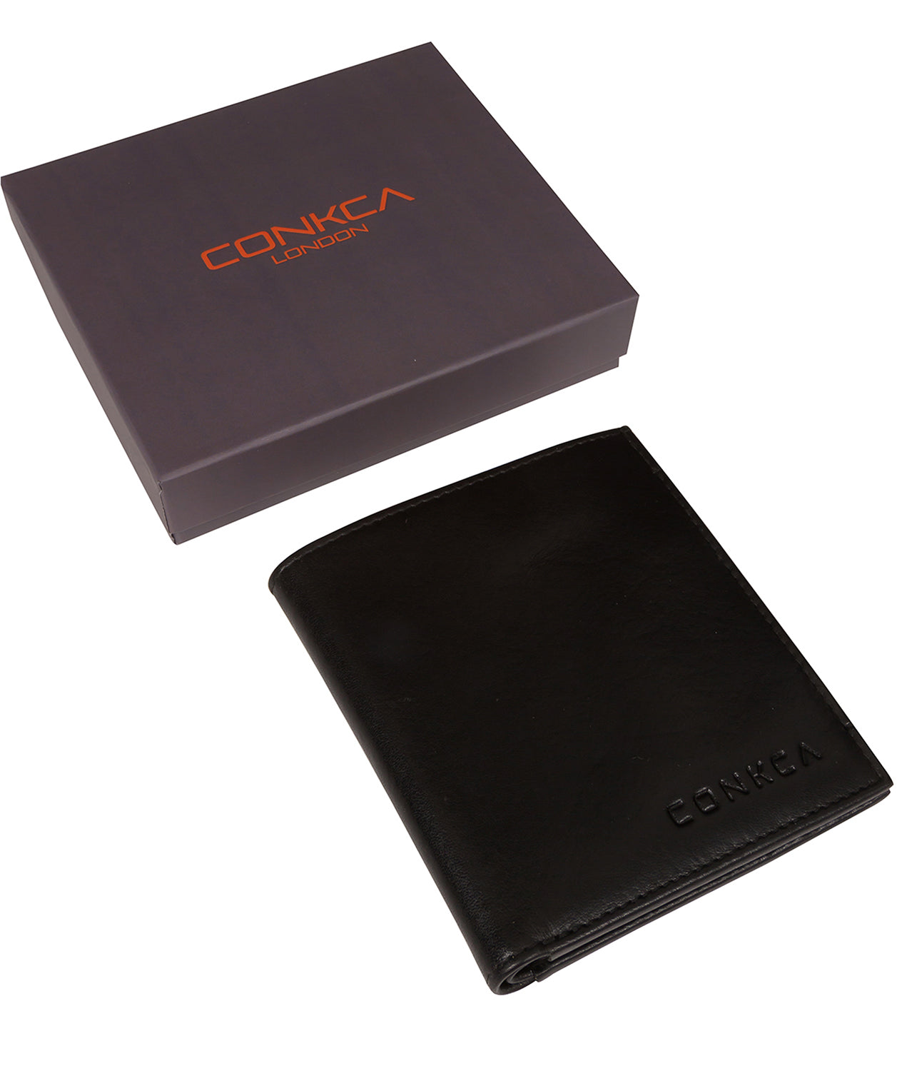 'Commandant' Black Leather Bi-Fold Card Holder Wallet