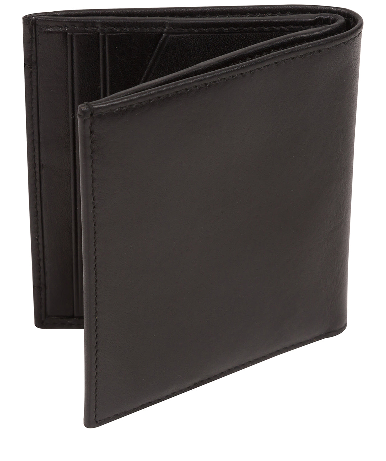 'Commandant' Black Leather Bi-Fold Card Holder Wallet