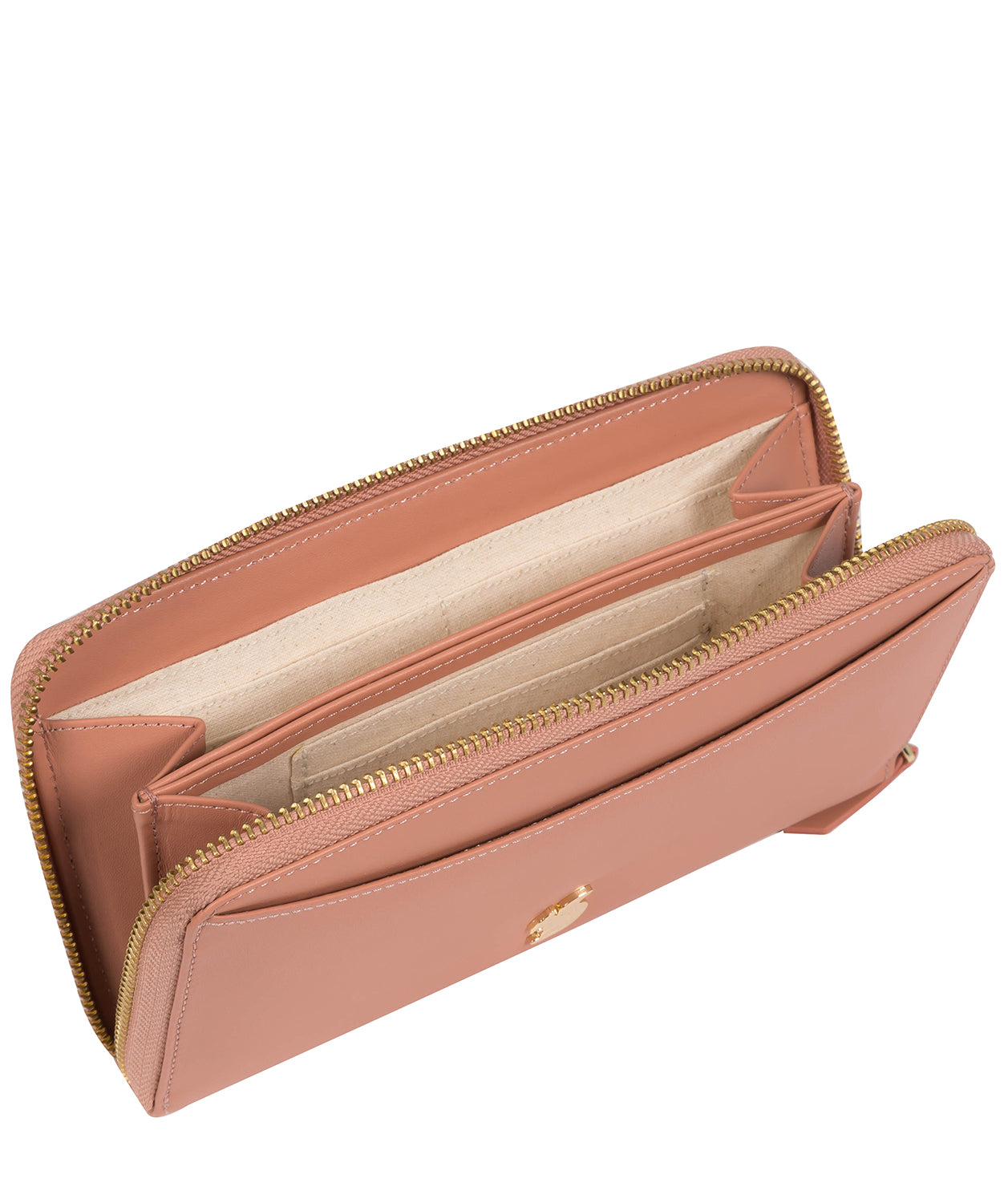 'Candy' Misty Rose Leather Zip-Round Purse