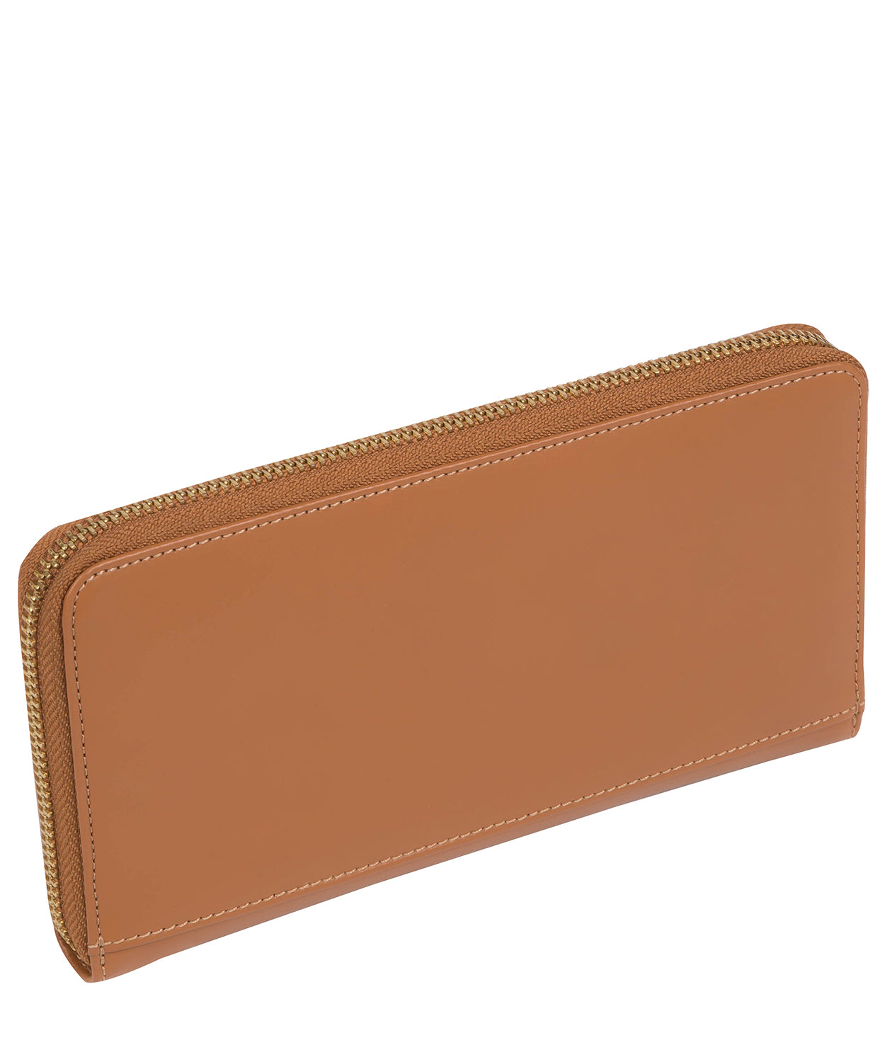 'Candy' Saddle Tan Leather Zip-Round Purse