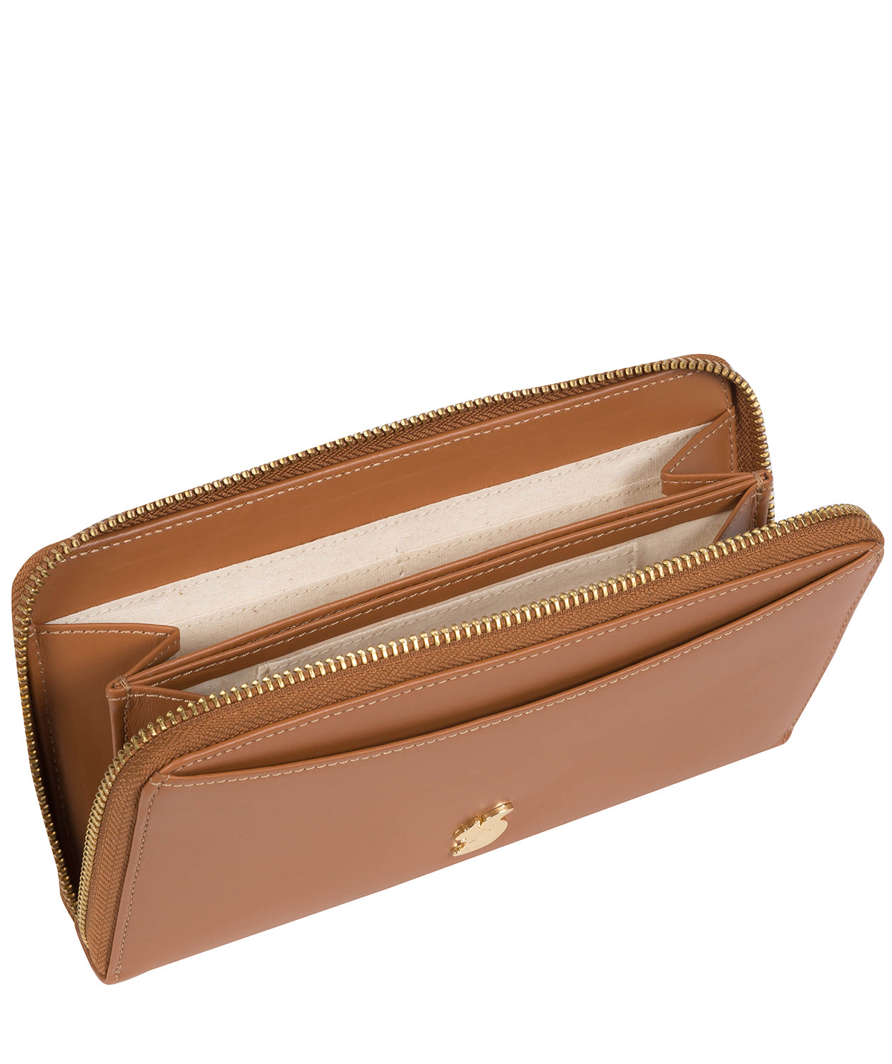 'Candy' Saddle Tan Leather Zip-Round Purse