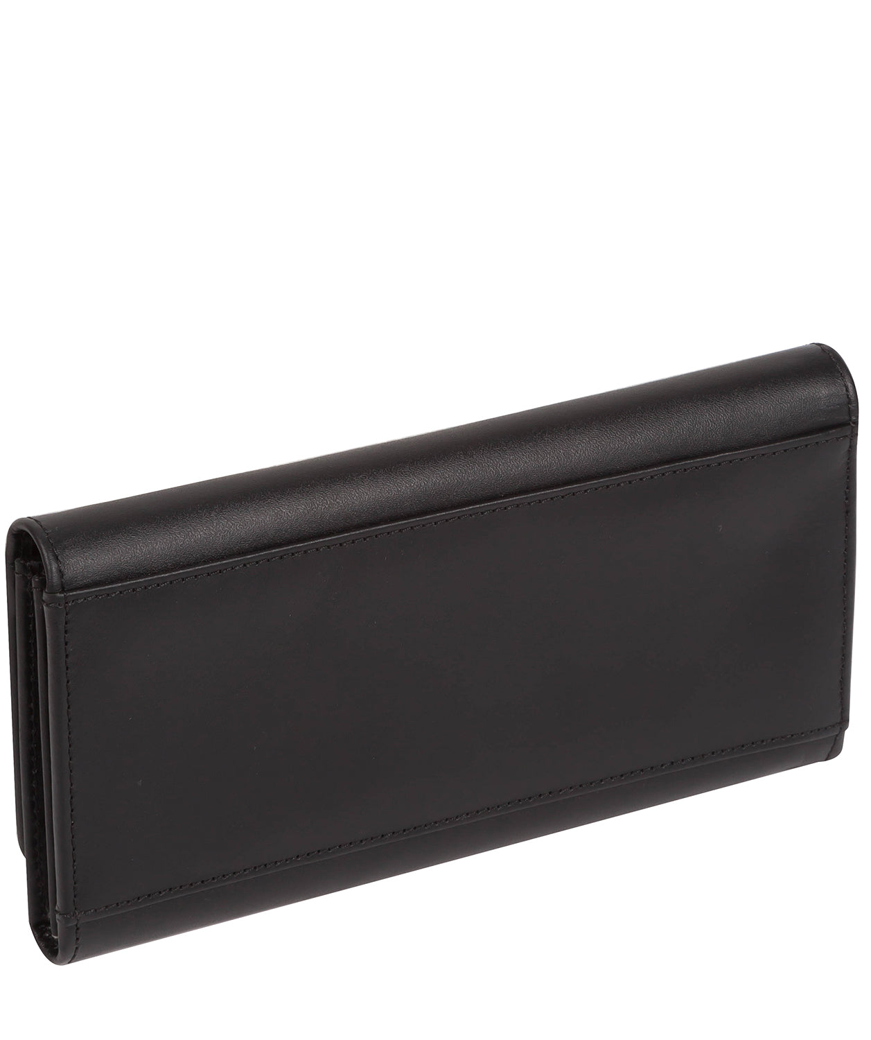 black leather purse closed side profile