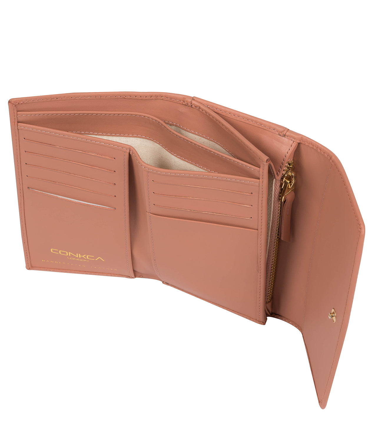'Sherry' Misty Rose Leather Tri-Fold Purse