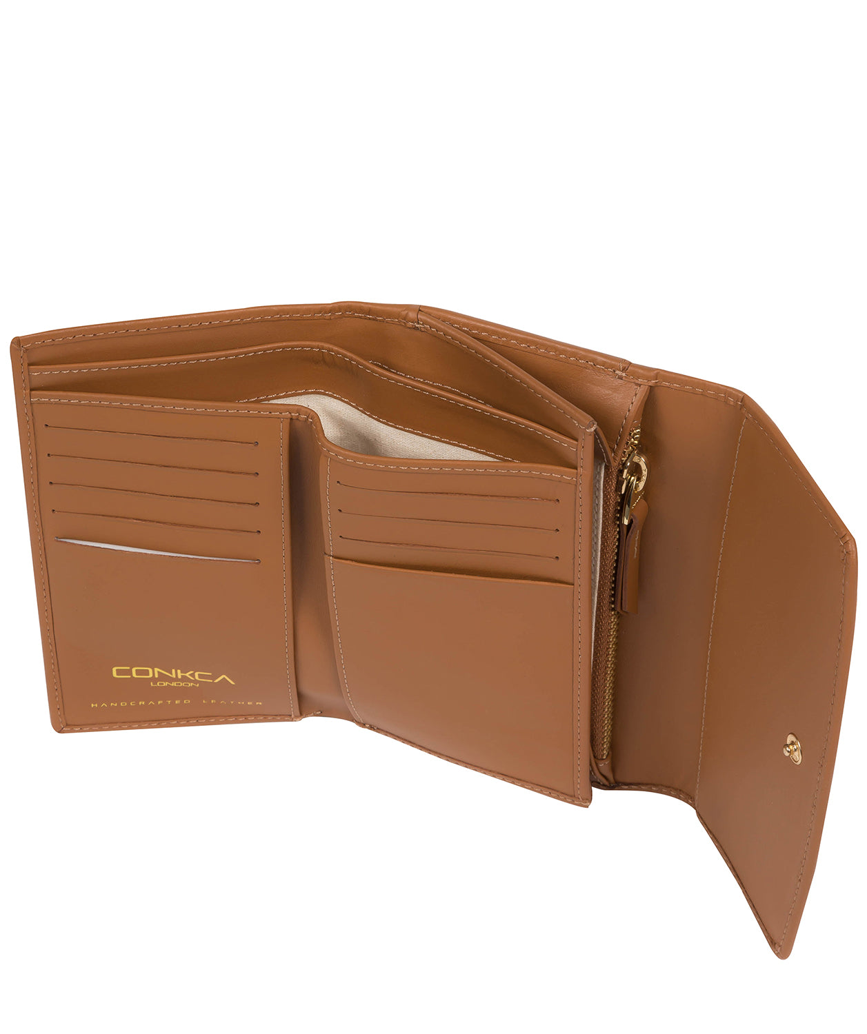 'Sherry' Saddle Tan Leather Tri-Fold Purse