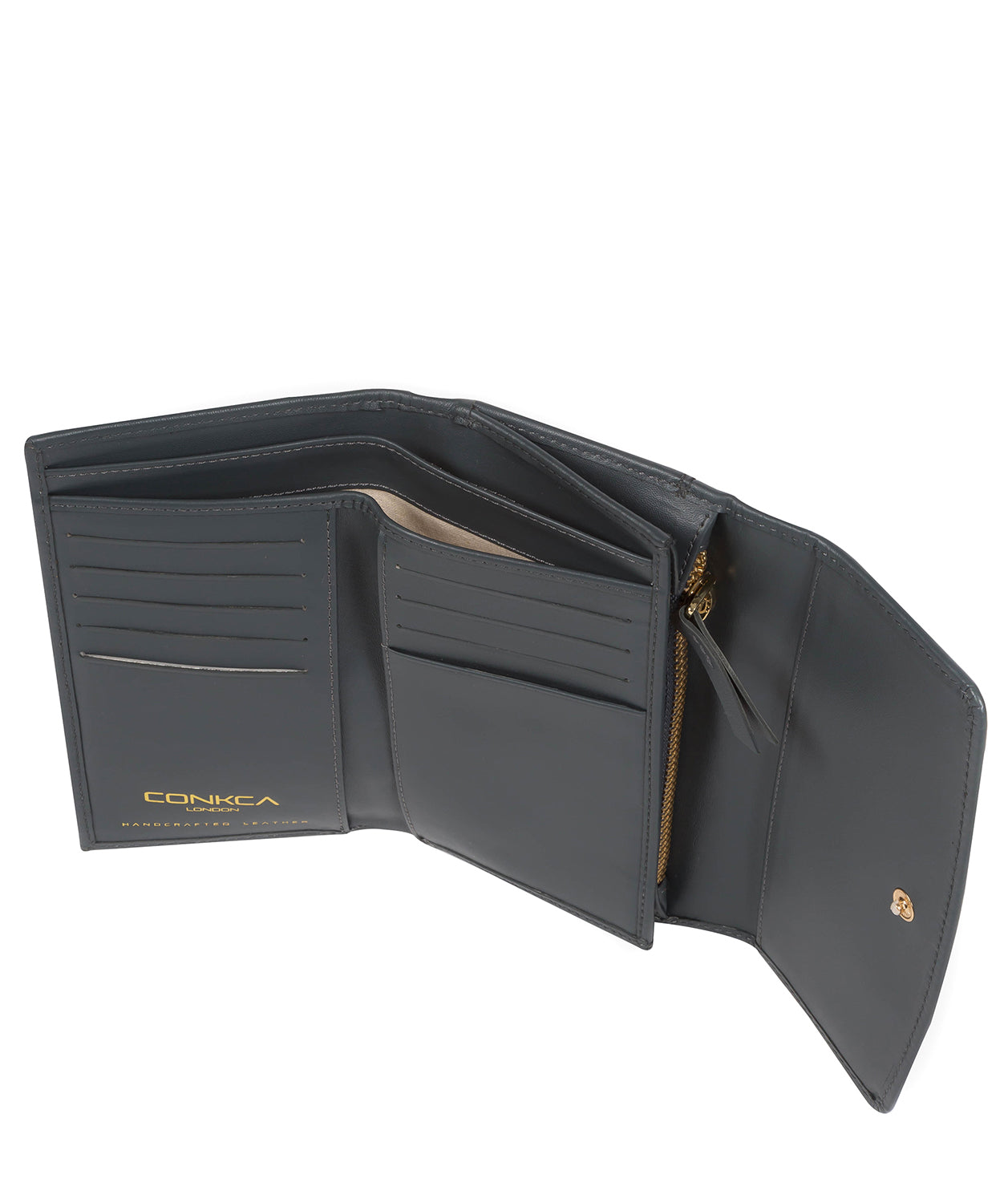 'Sherry' Smoky Blue Leather Tri-Fold Purse