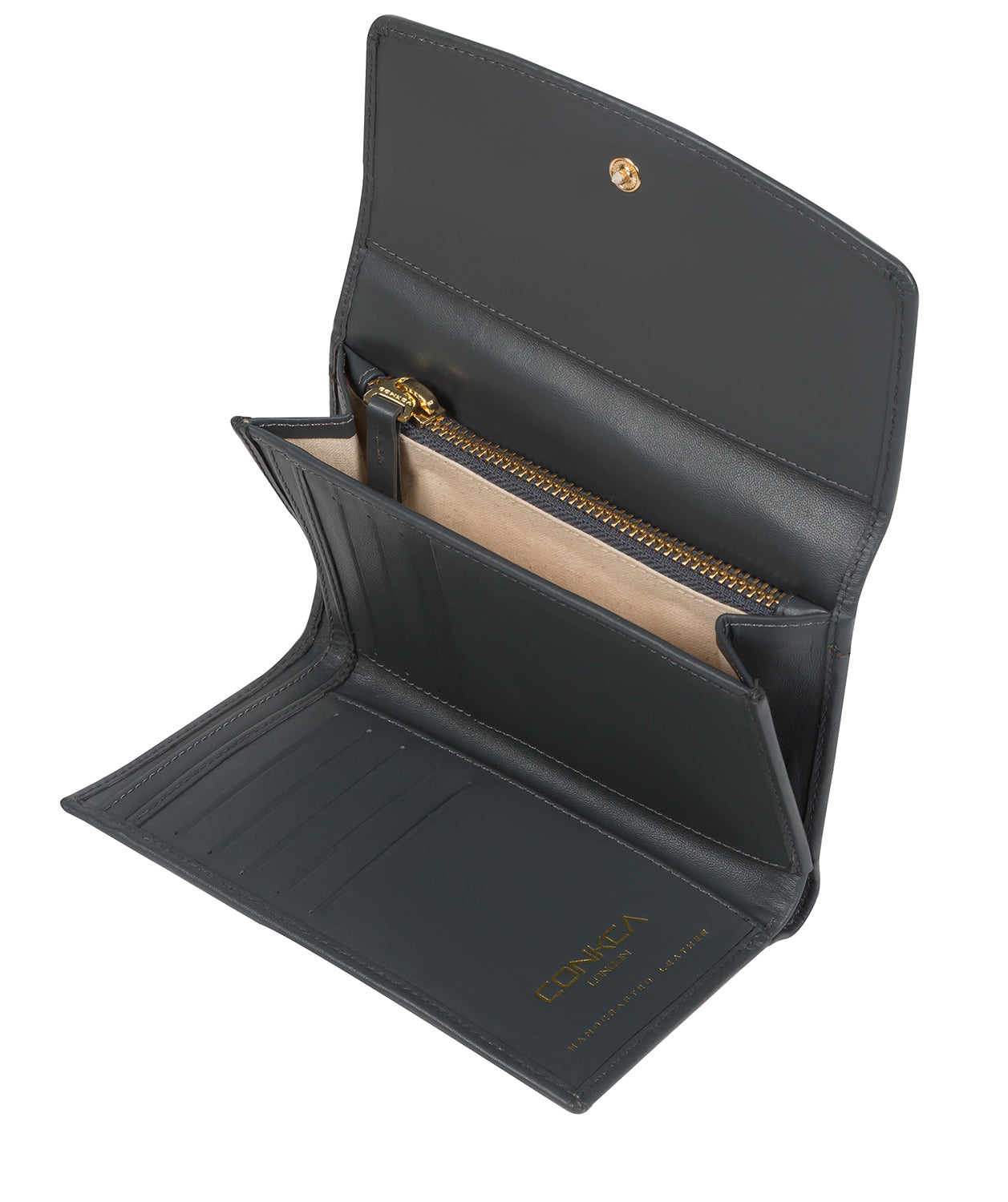 'Sherry' Smoky Blue Leather Tri-Fold Purse