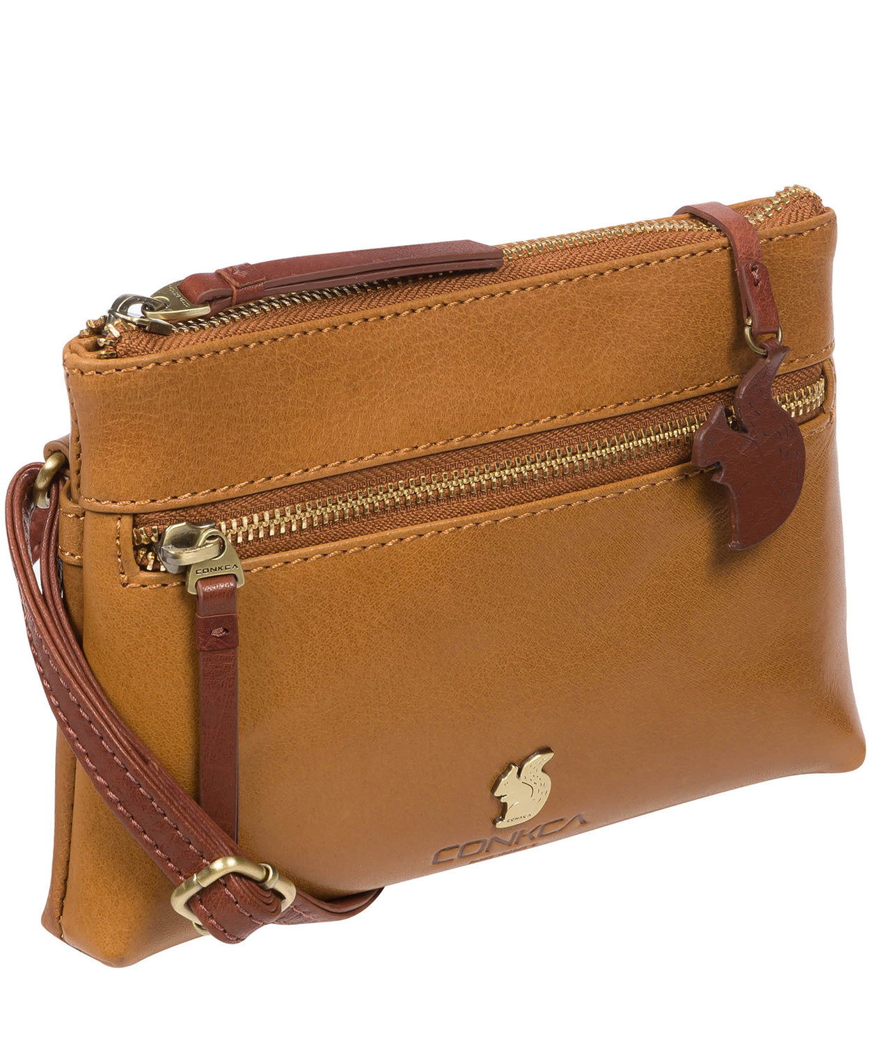 'Sweetie' Dark Tan & Conker Brown Leather Cross Body Bag