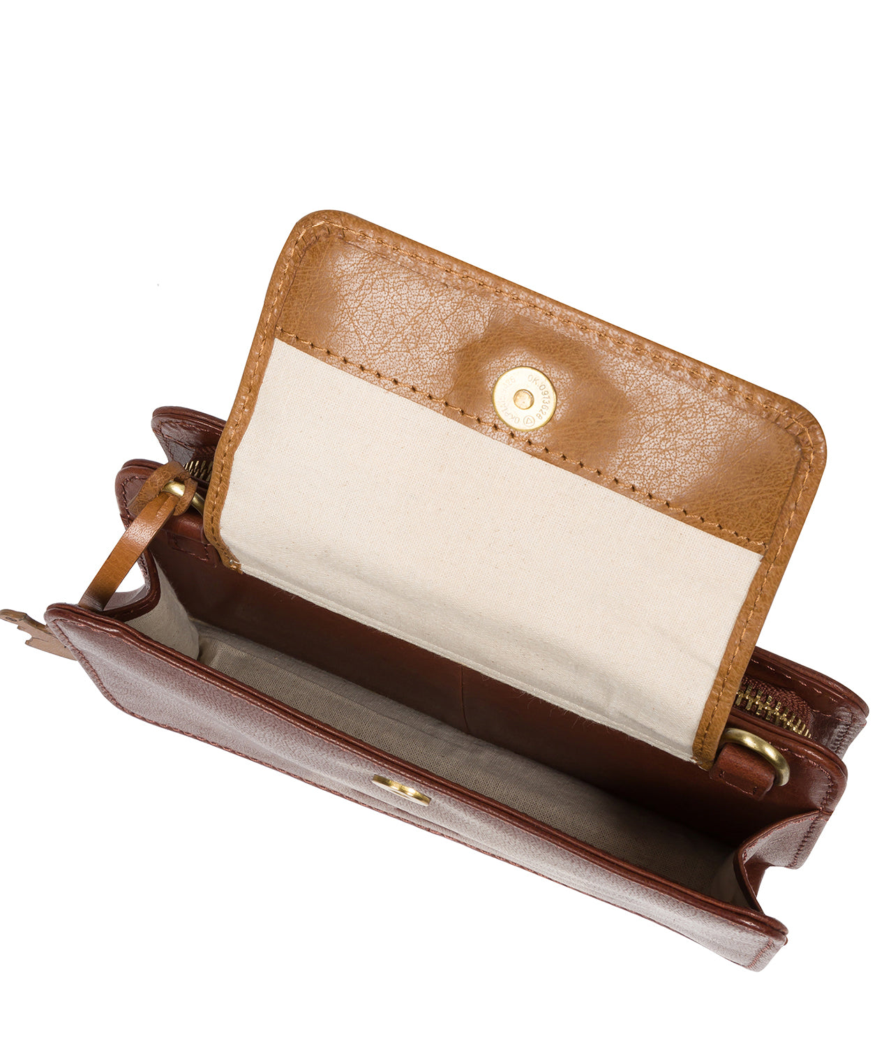 'Little Wonder' Conker Brown & Dark Tan Leather Cross Body Clutch Bag
