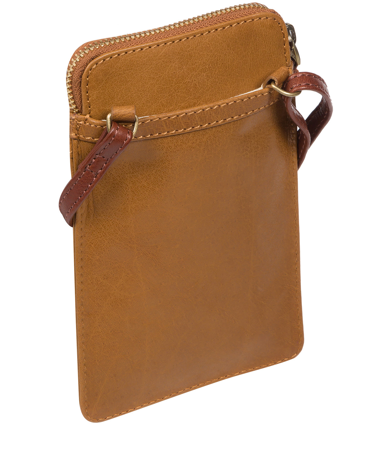 'Bambino' Dark Tan & Conker Brown Leather Cross Body Phone Bag