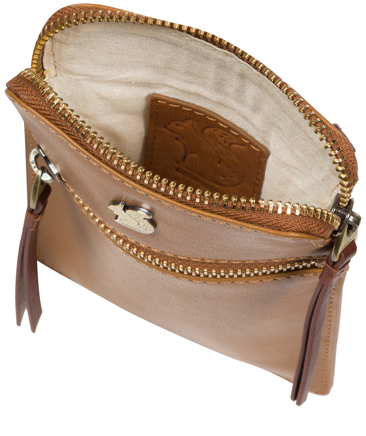 'Bambino' Dark Tan & Conker Brown Leather Cross Body Phone Bag
