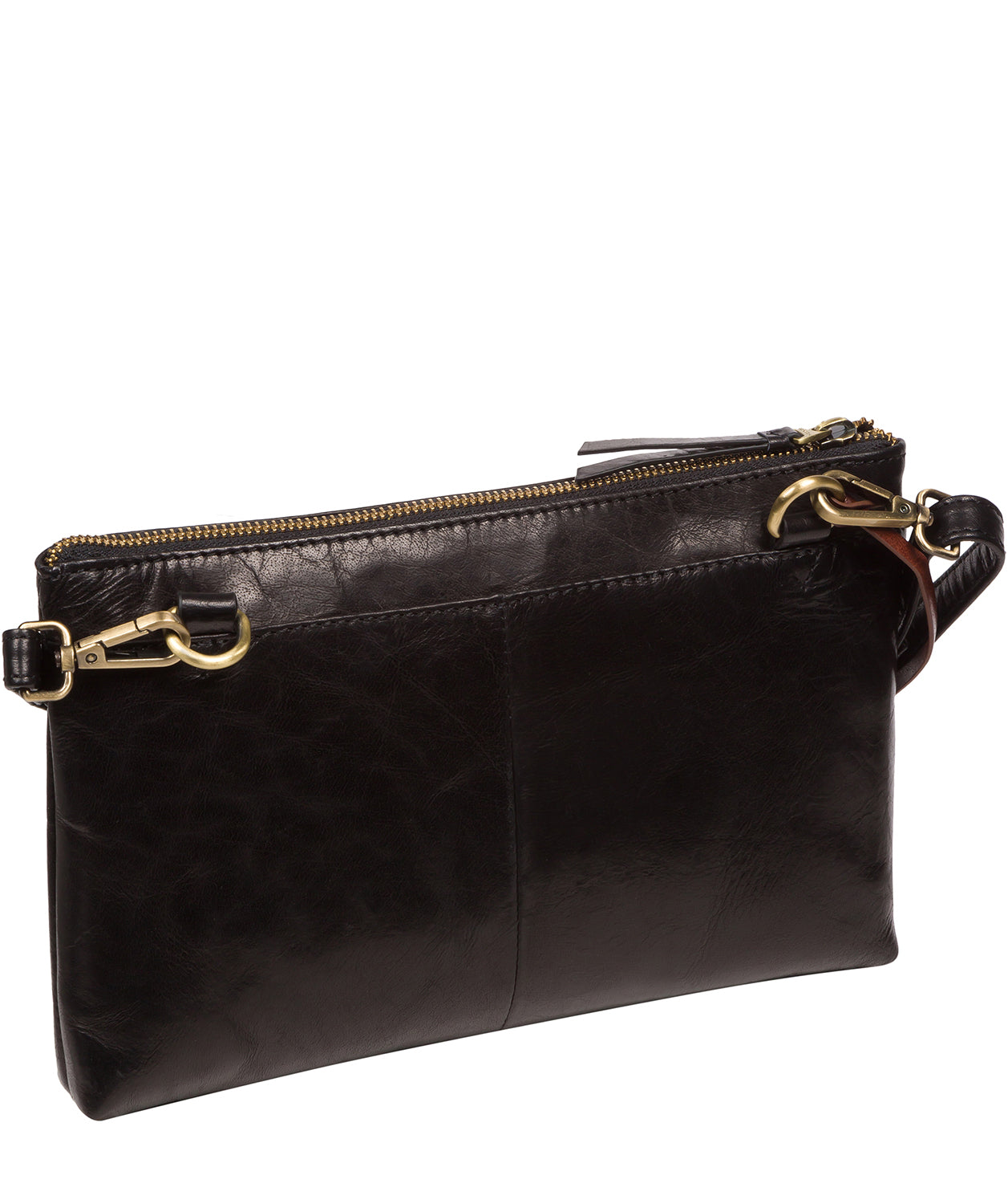 Conkca London Originals Collection Bags: 'Minnow' Black Leather Cross Body Clutch Bag