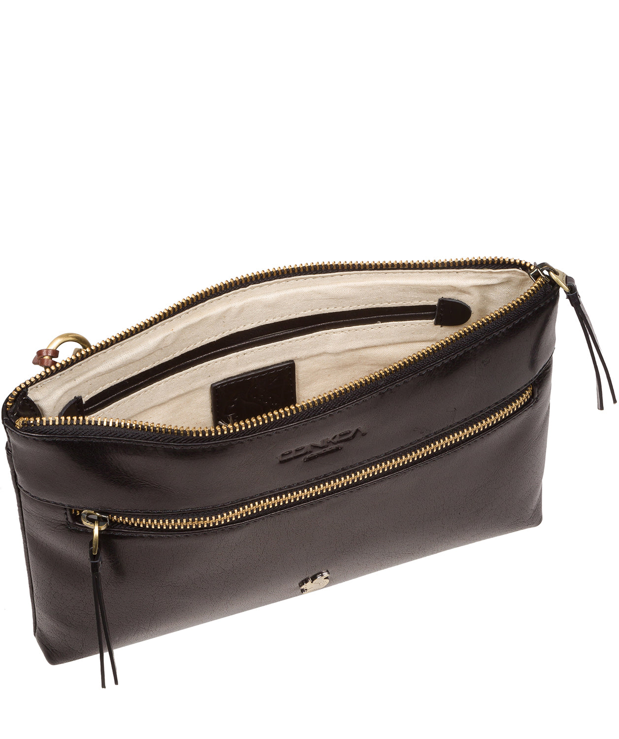 Conkca London Originals Collection Bags: 'Minnow' Black Leather Cross Body Clutch Bag