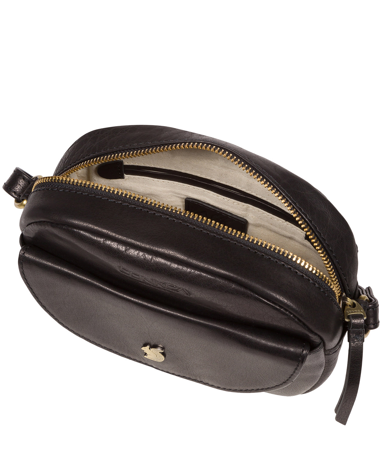 'Una' Black Leather Cross Body Bag