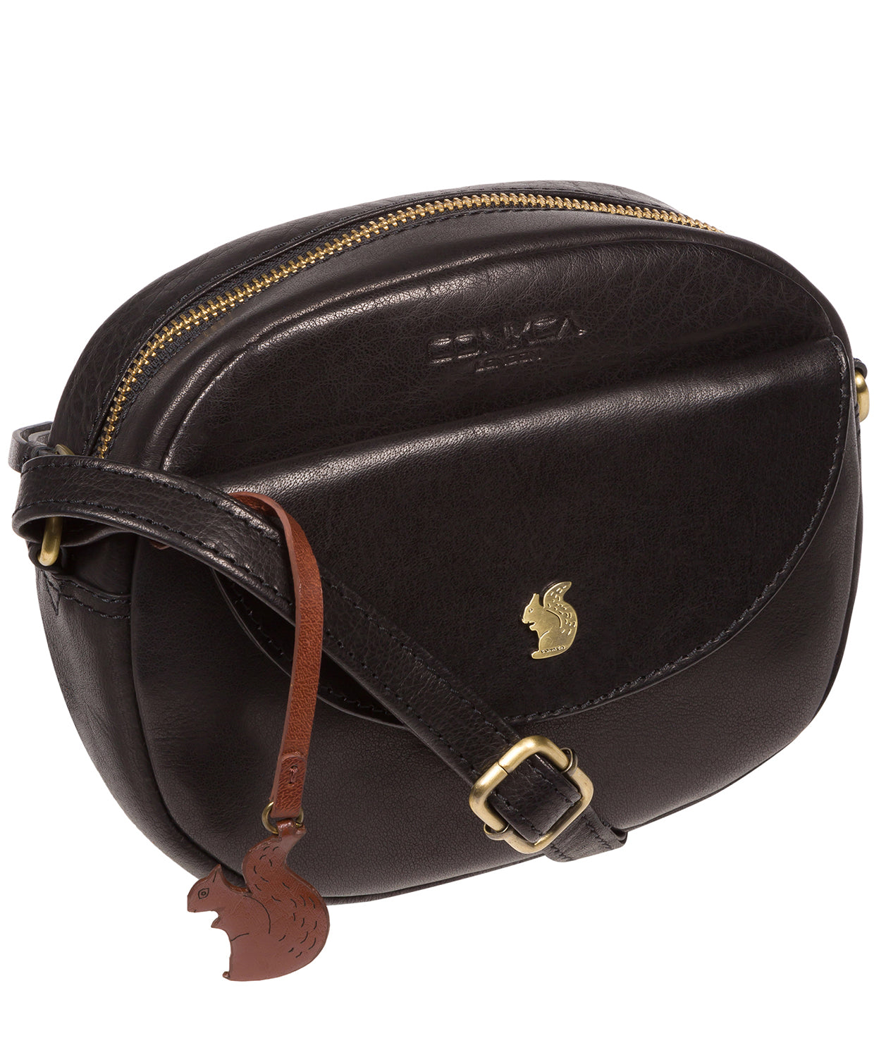 'Una' Black Leather Cross Body Bag