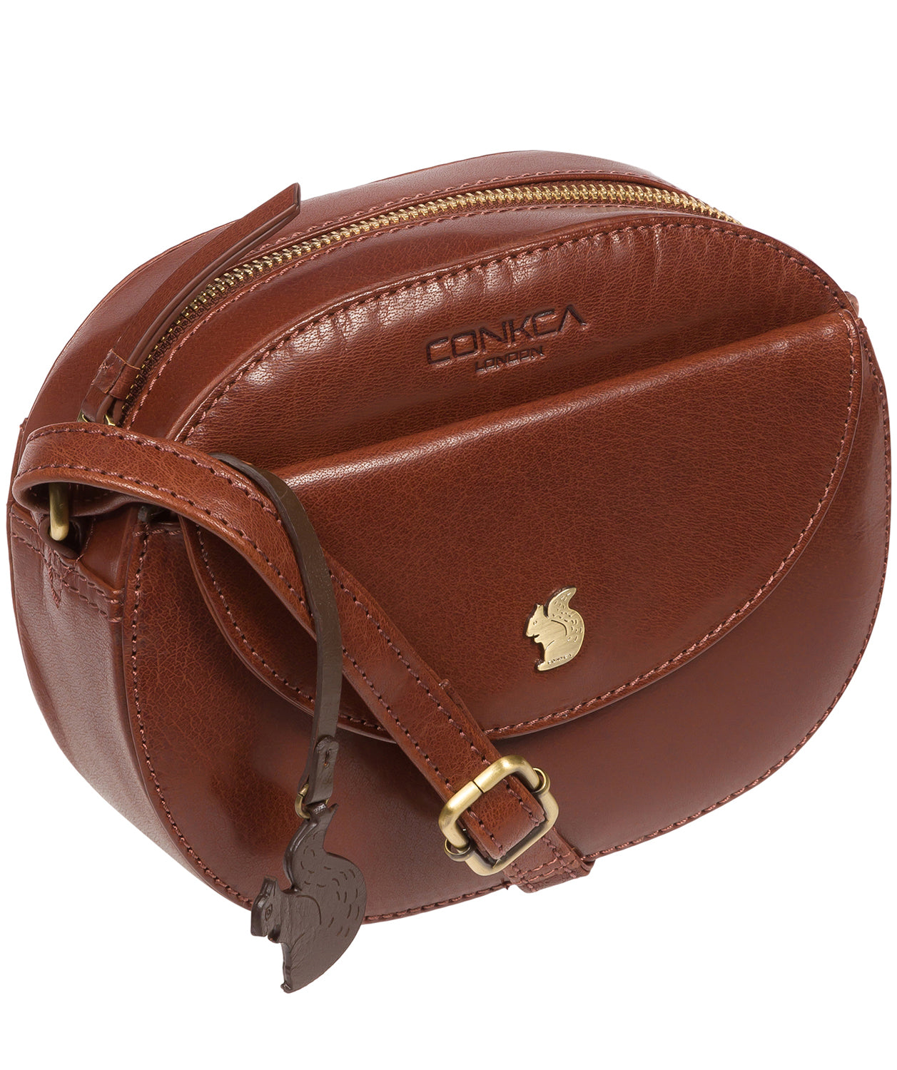 'Una' Conker Brown Leather Cross Body Bag
