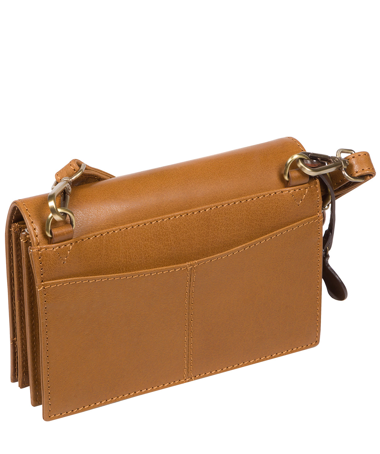 'Nemo' Dark Tan Leather Cross Body Clutch Bag
