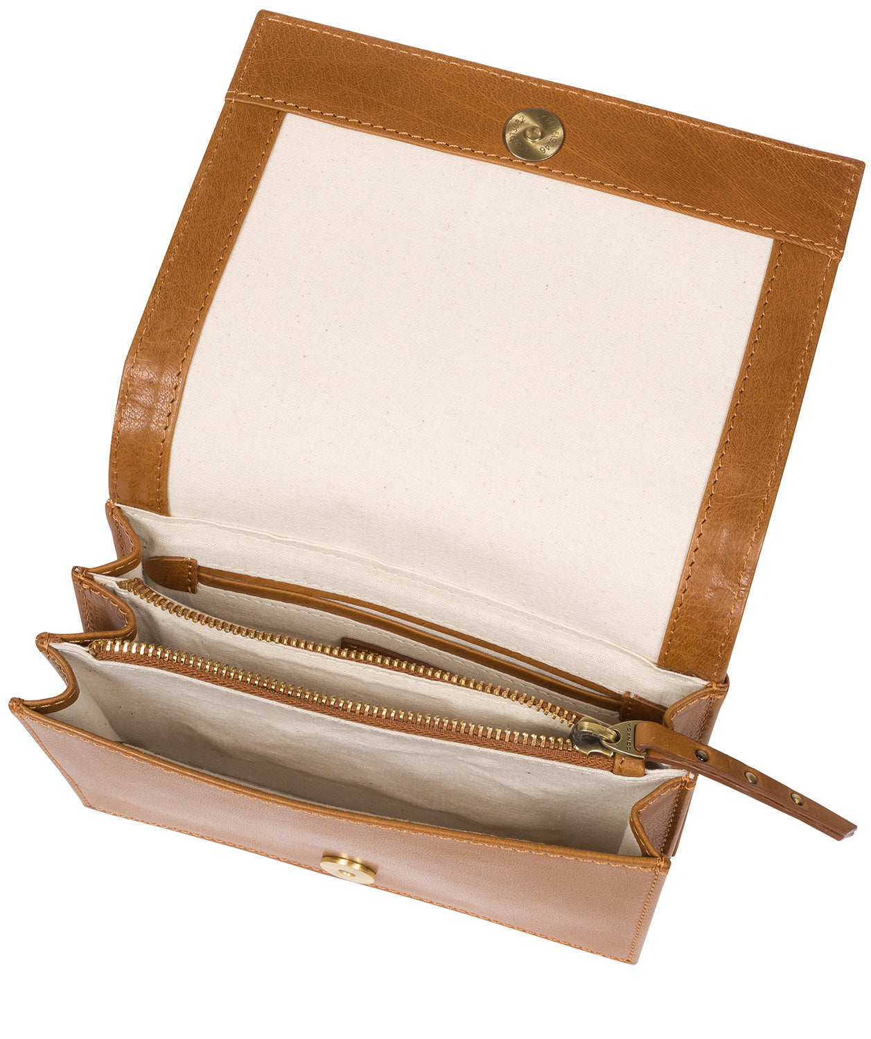 'Nemo' Dark Tan Leather Cross Body Clutch Bag