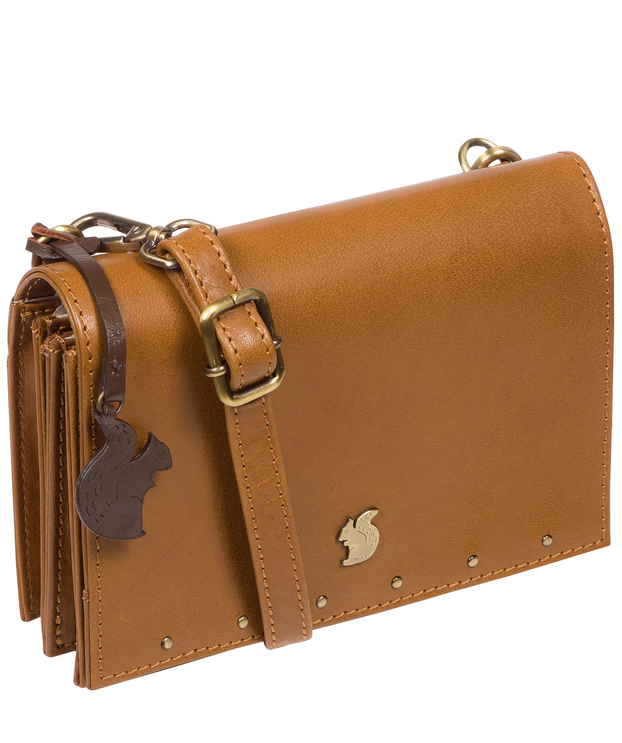 'Nemo' Dark Tan Leather Cross Body Clutch Bag