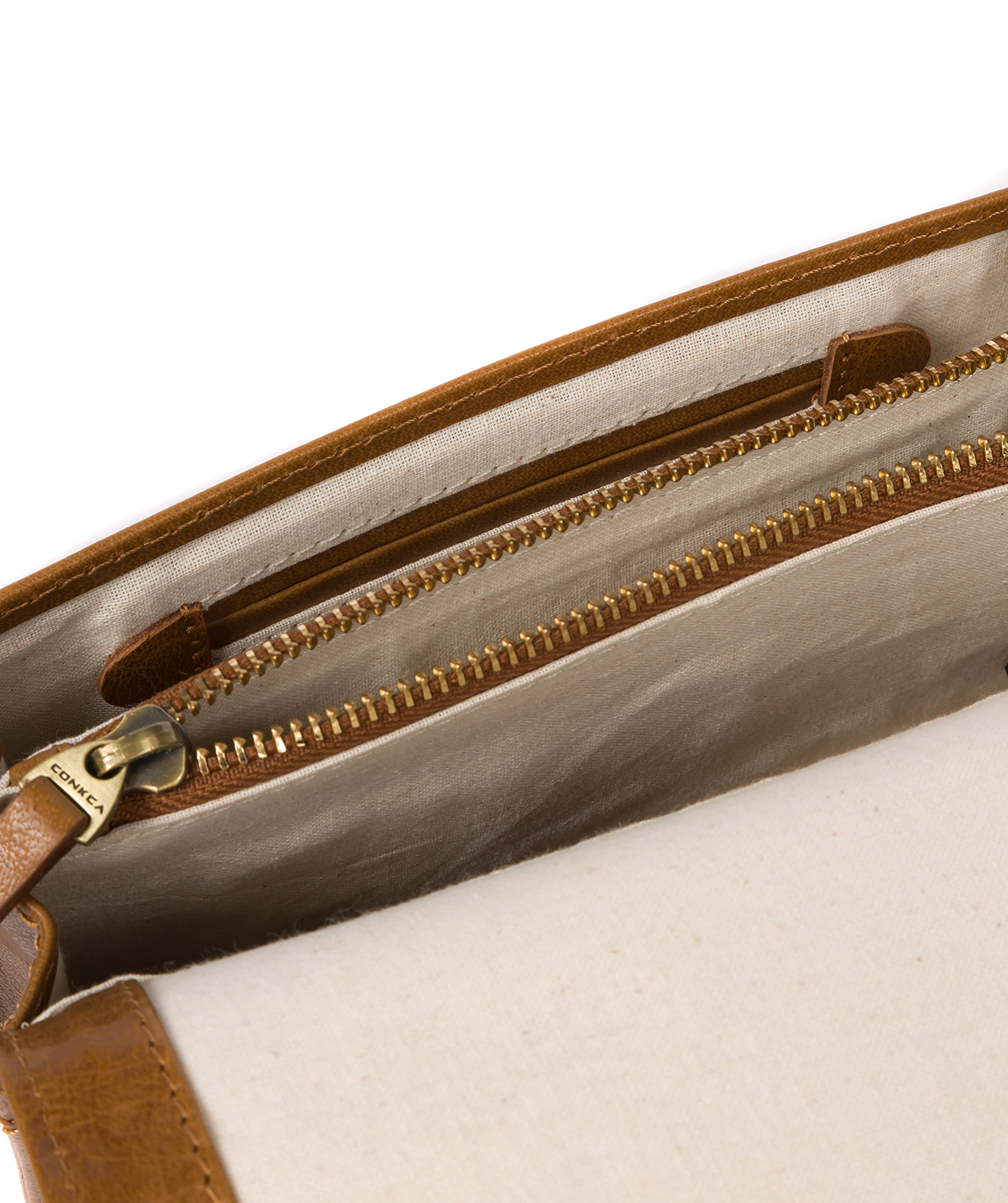 'Nemo' Dark Tan Leather Cross Body Clutch Bag