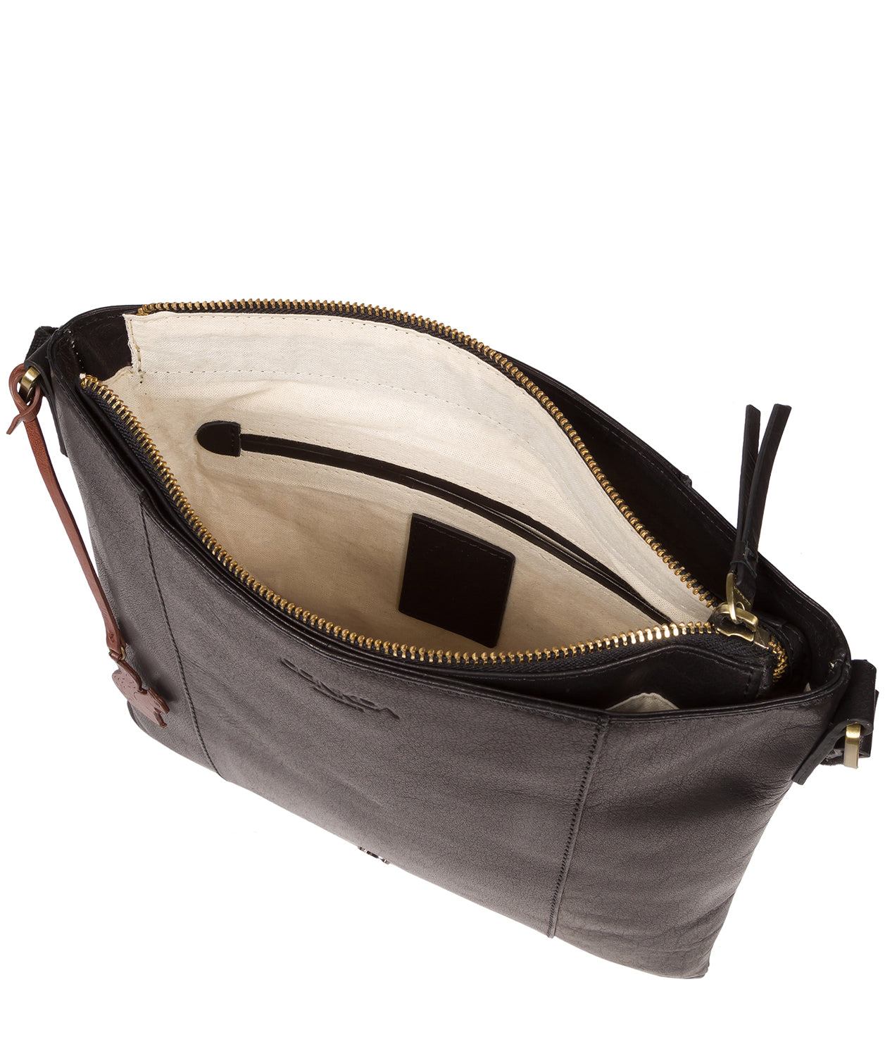 'Sol' Black Leather Cross Body Clutch Bag