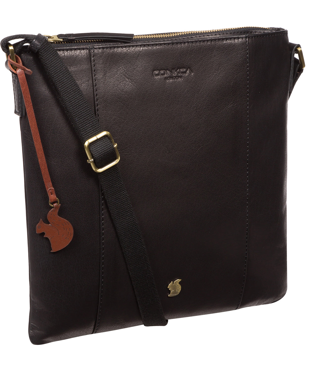 'Sol' Black Leather Cross Body Clutch Bag