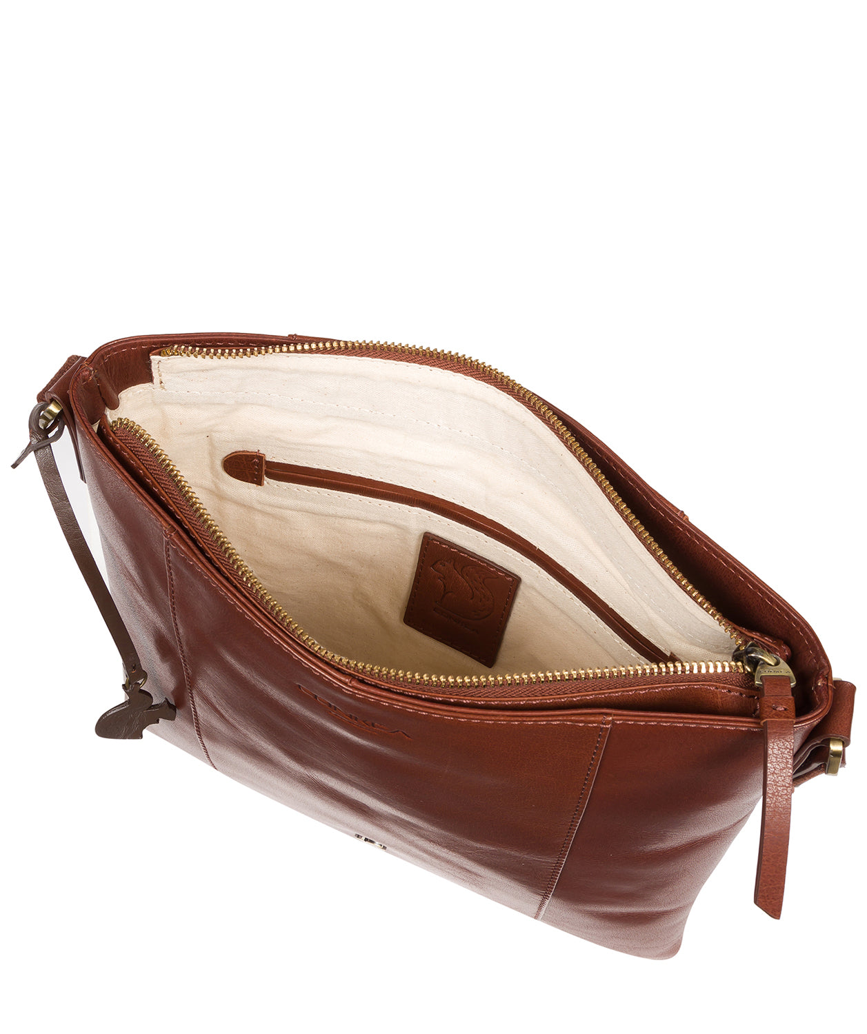 'Sol' Conker Brown Leather Cross Body Clutch Bag