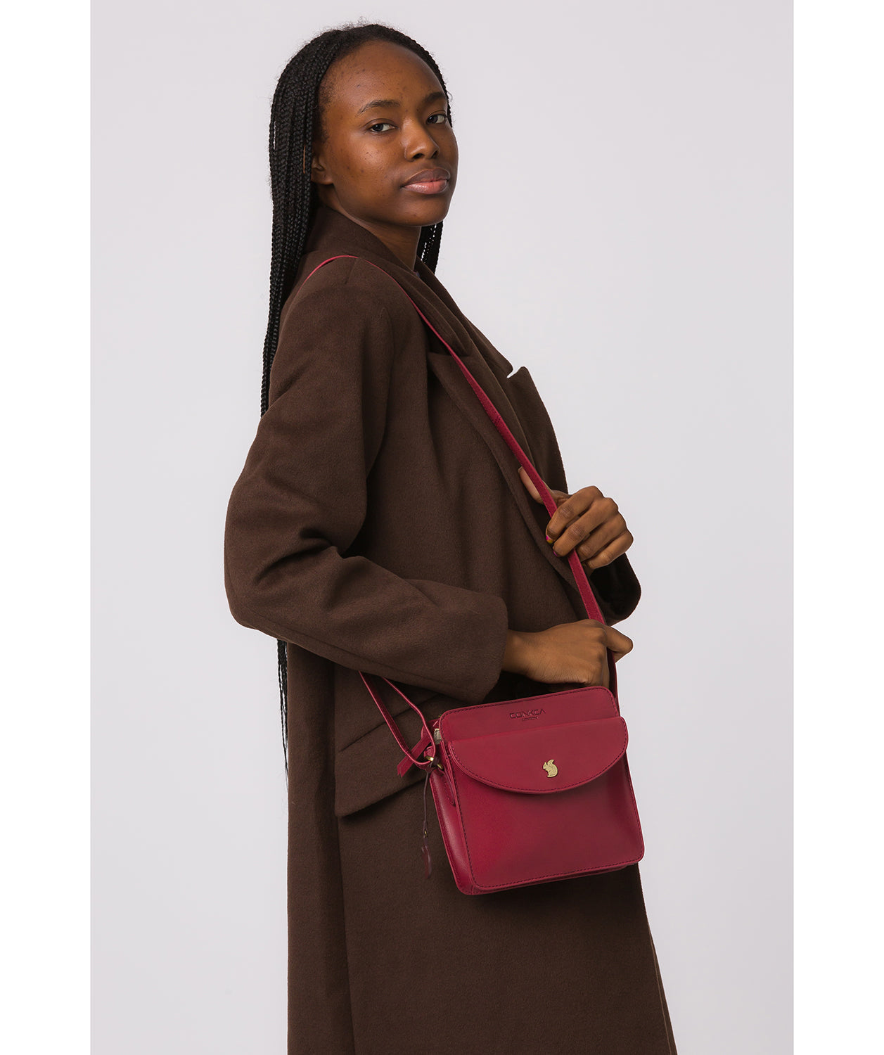 'Magda' Orchid Leather Cross Body Bag