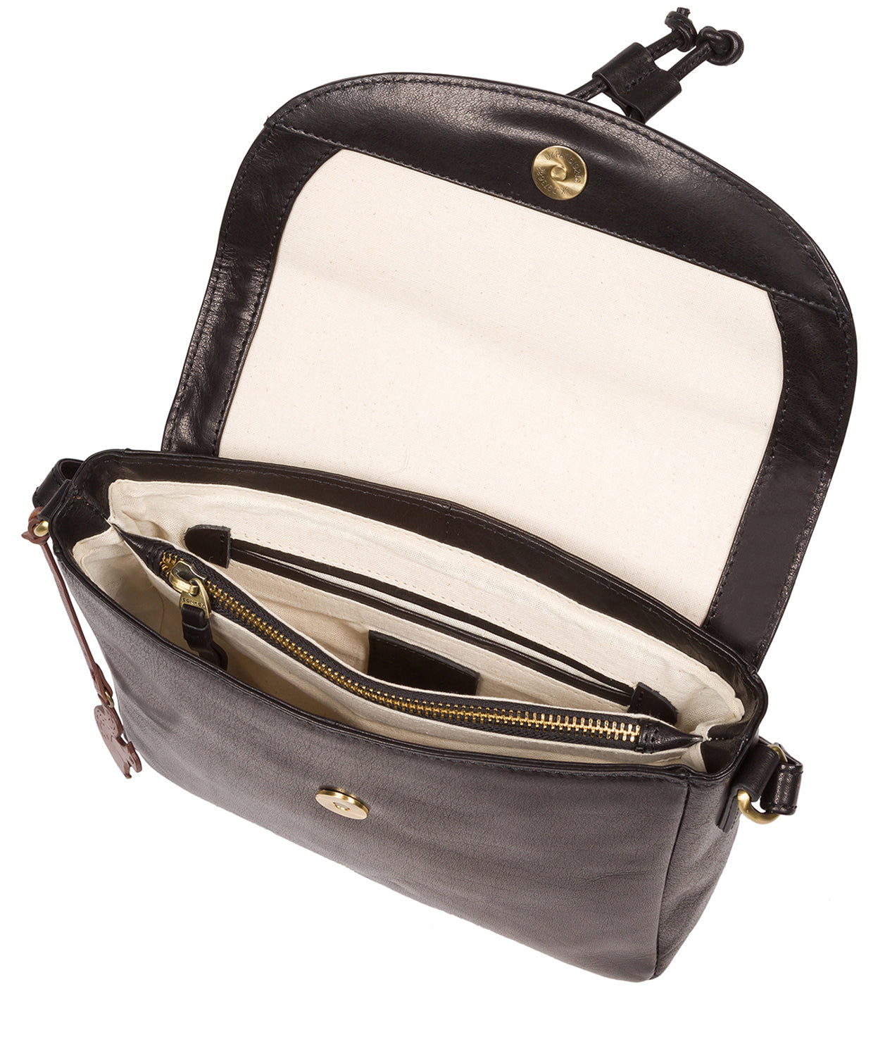 'Ula' Black Leather Cross Body Bag