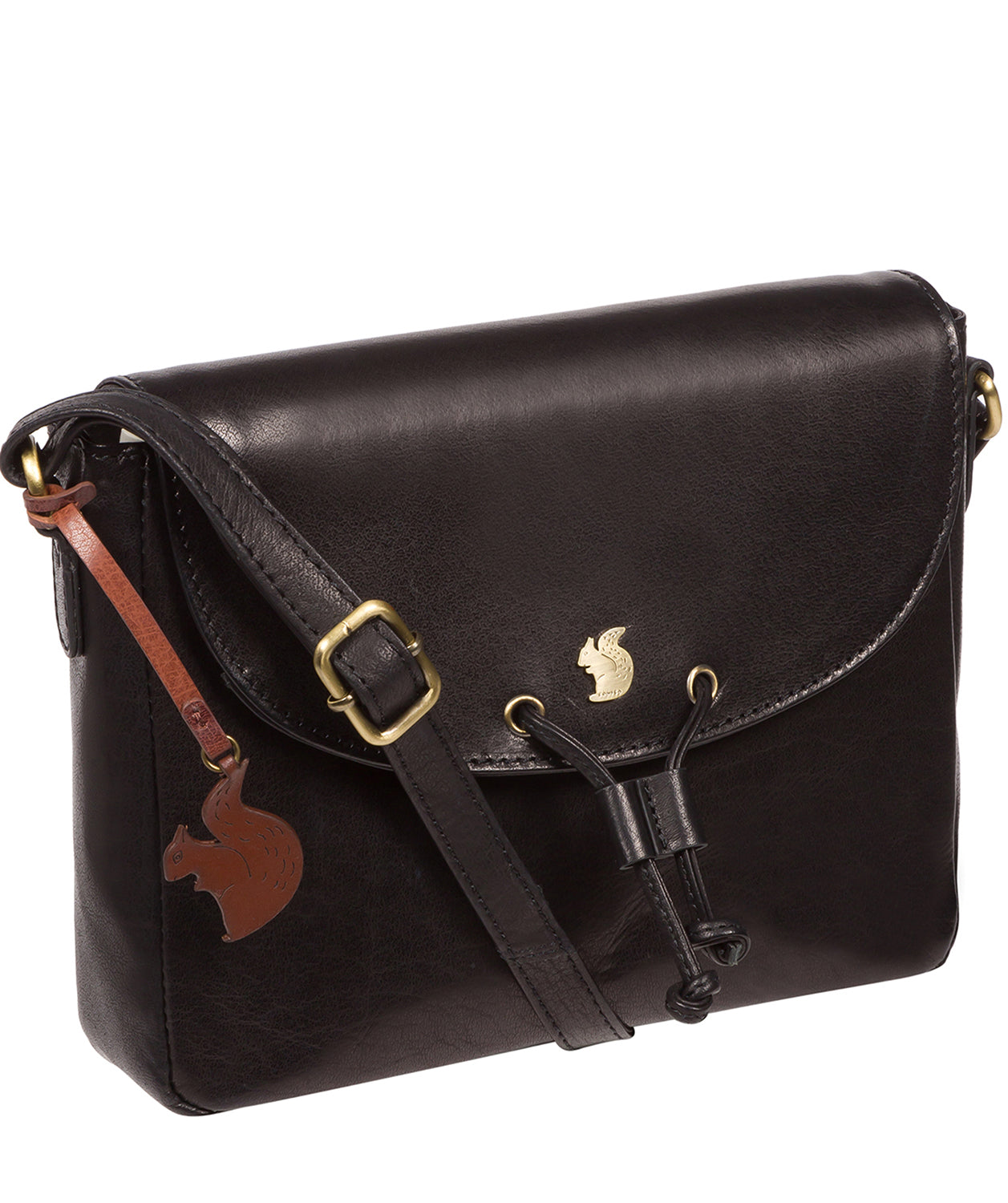 'Ula' Black Leather Cross Body Bag