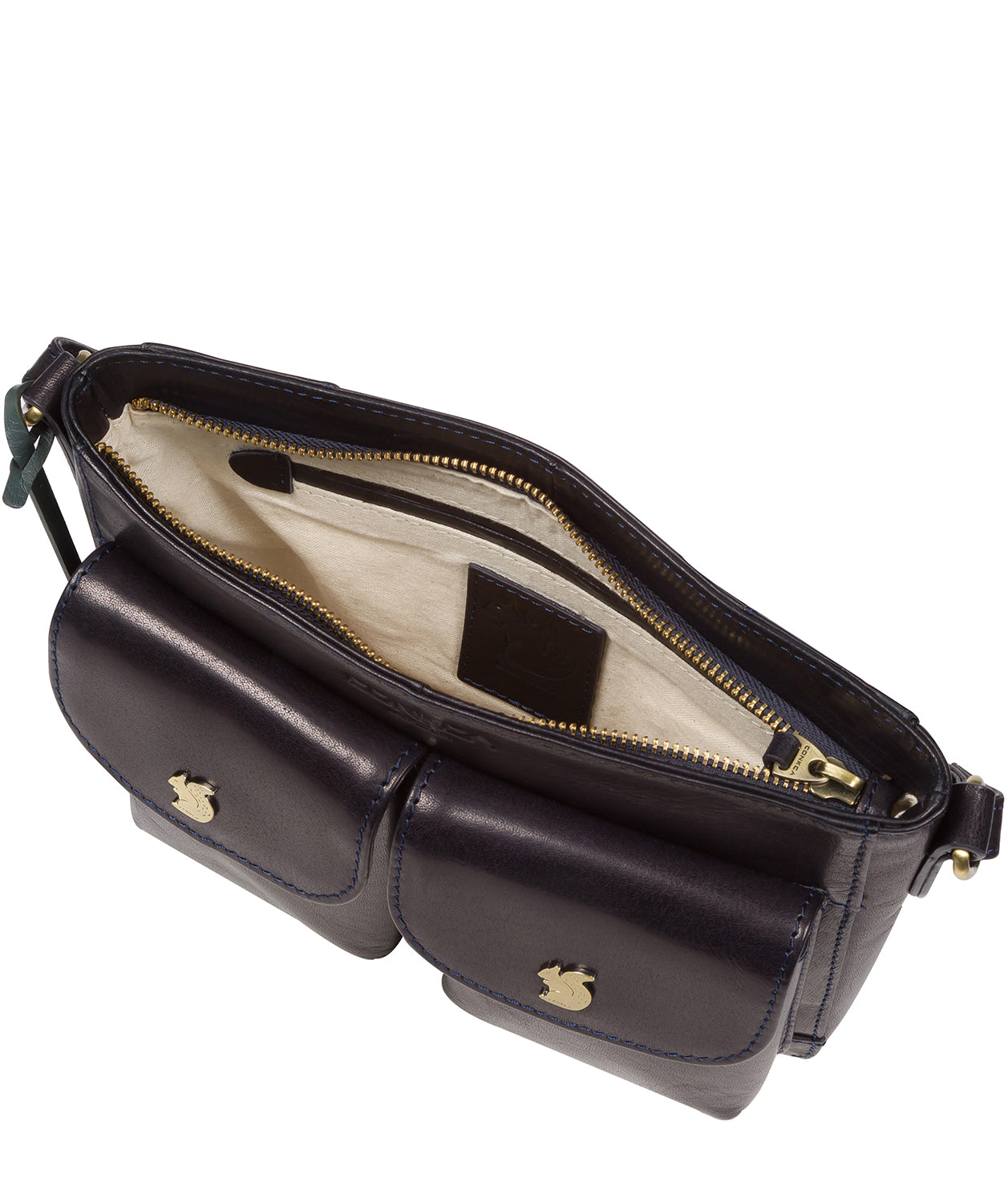 'Eski' Navy Leather Cross Body Bag