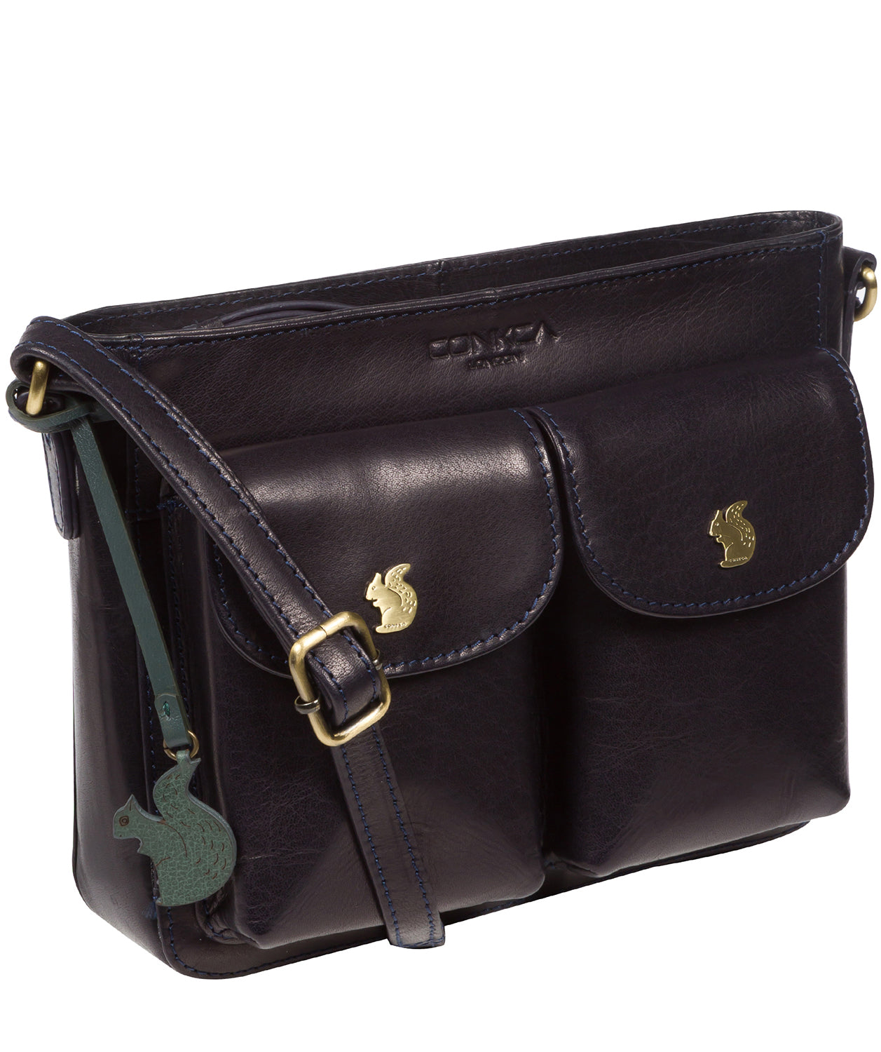 'Eski' Navy Leather Cross Body Bag
