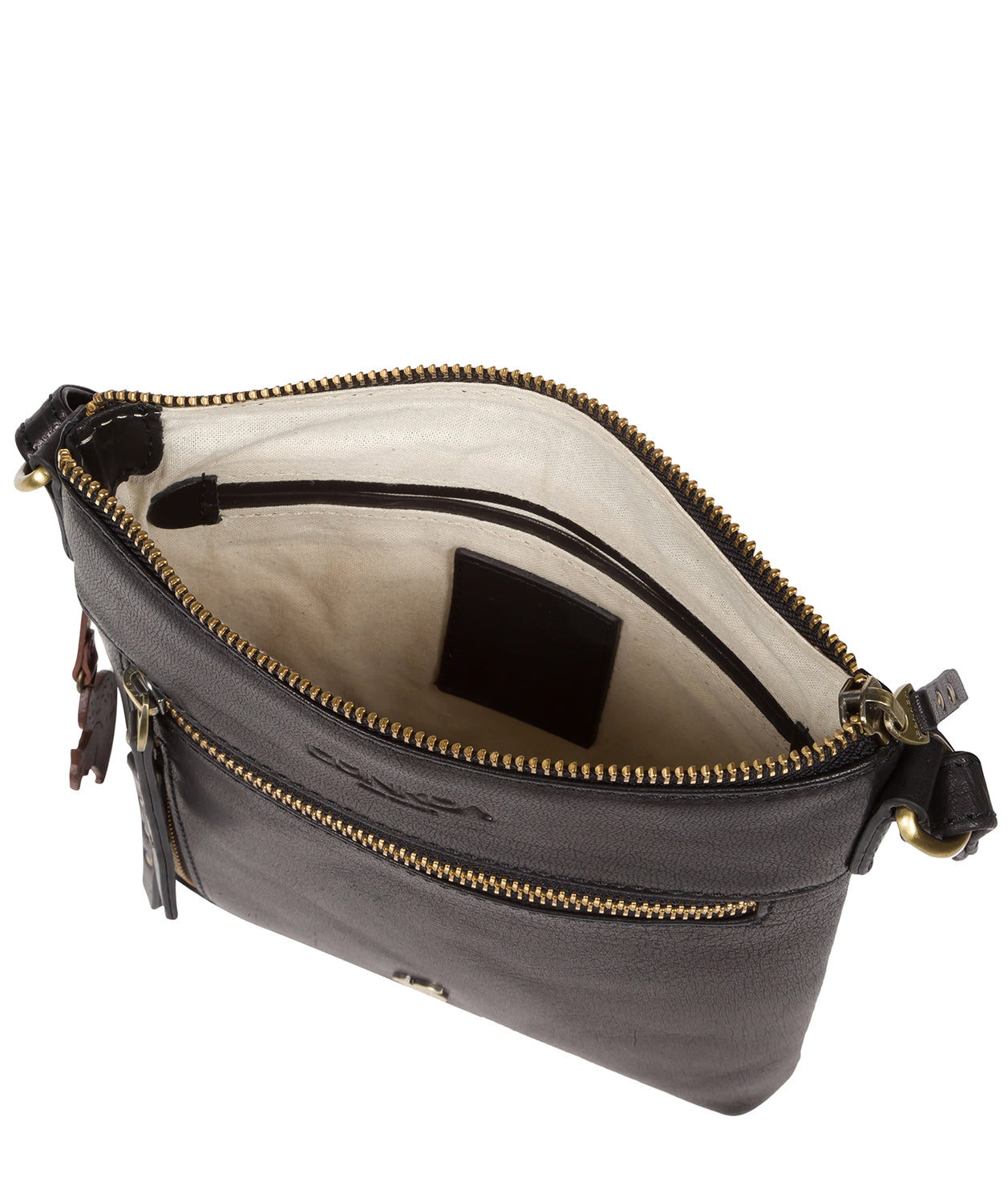 'Elf' Black Leather Cross Body Bag