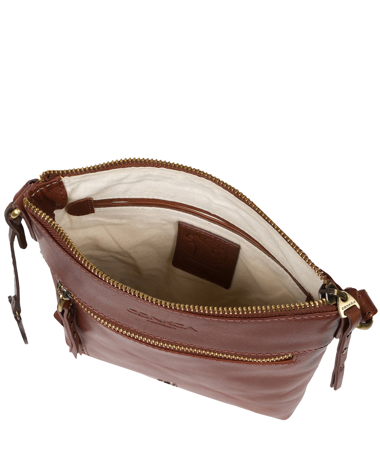 'Elf' Conker Brown Leather Cross Body Bag