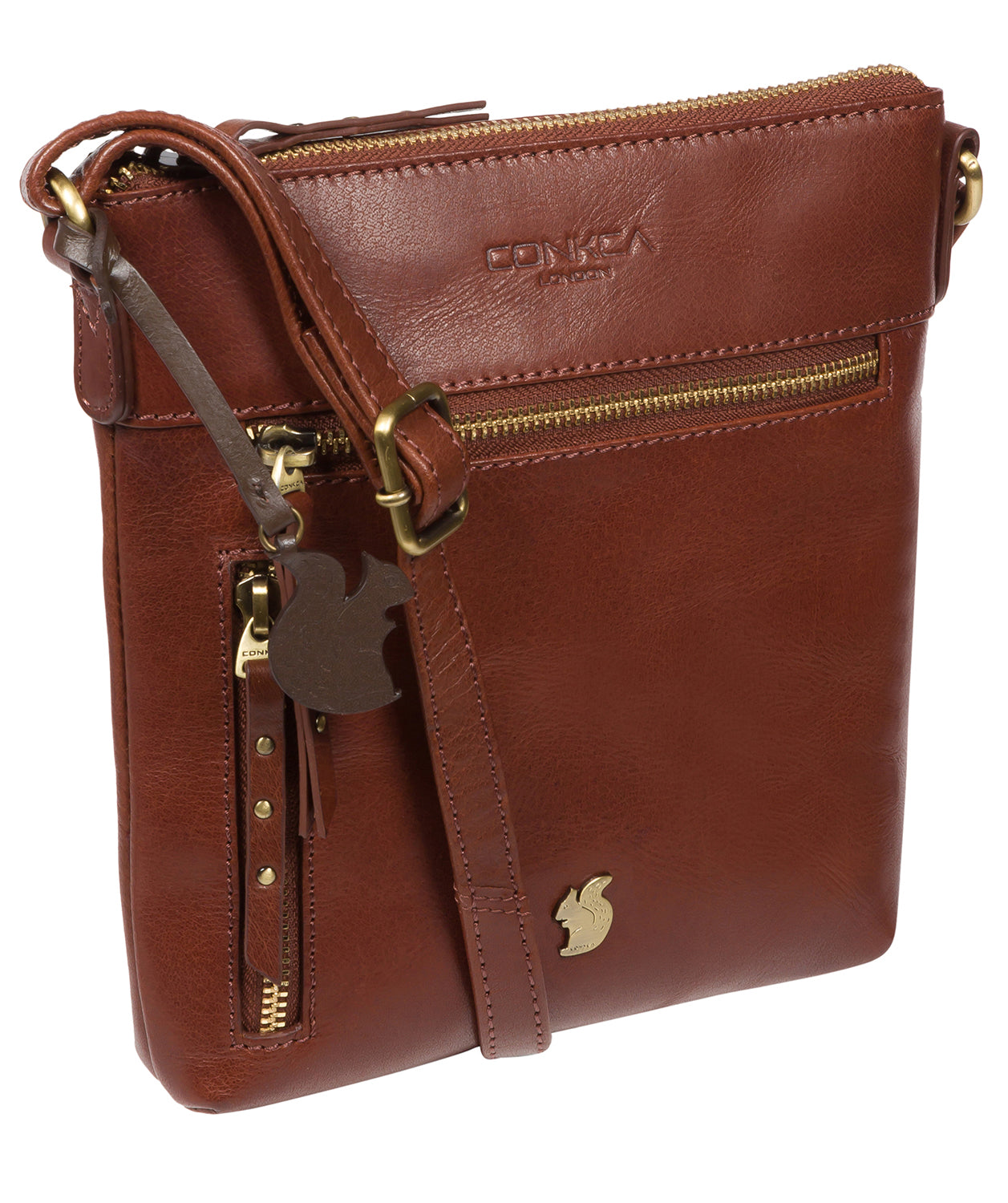 'Elf' Conker Brown Leather Cross Body Bag