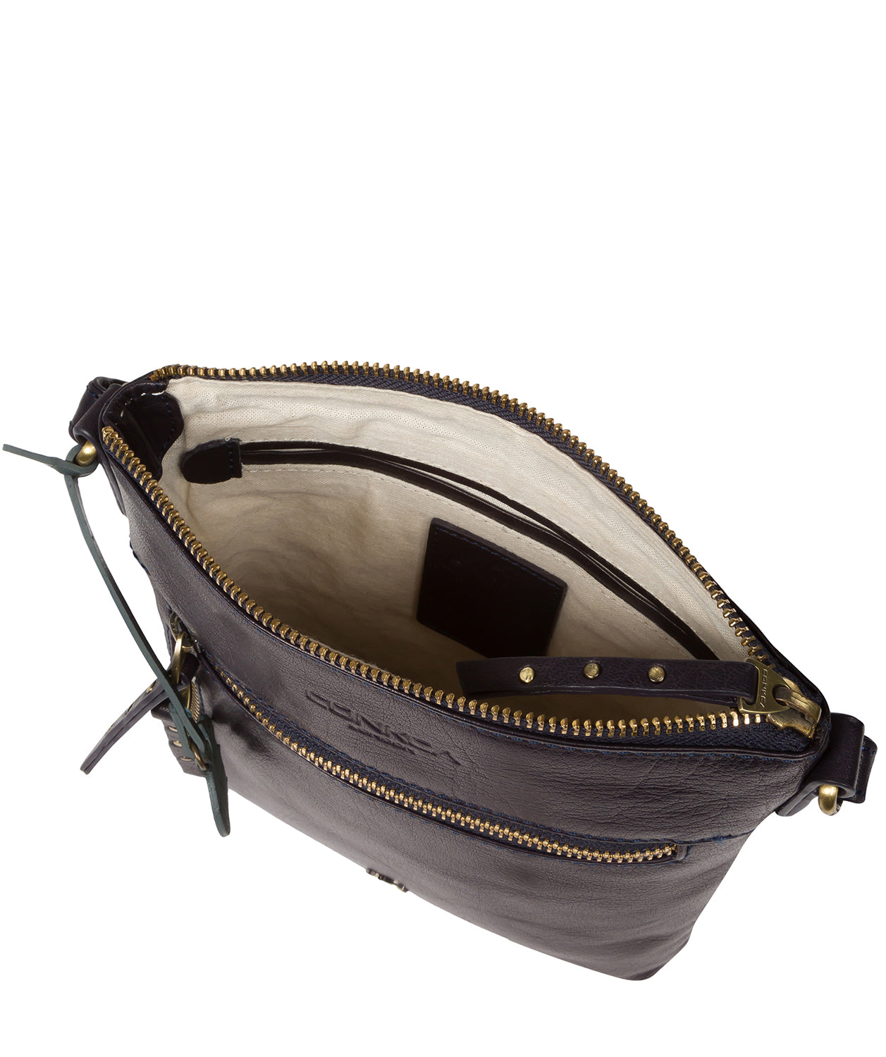 'Elf' Navy Leather Cross Body Bag