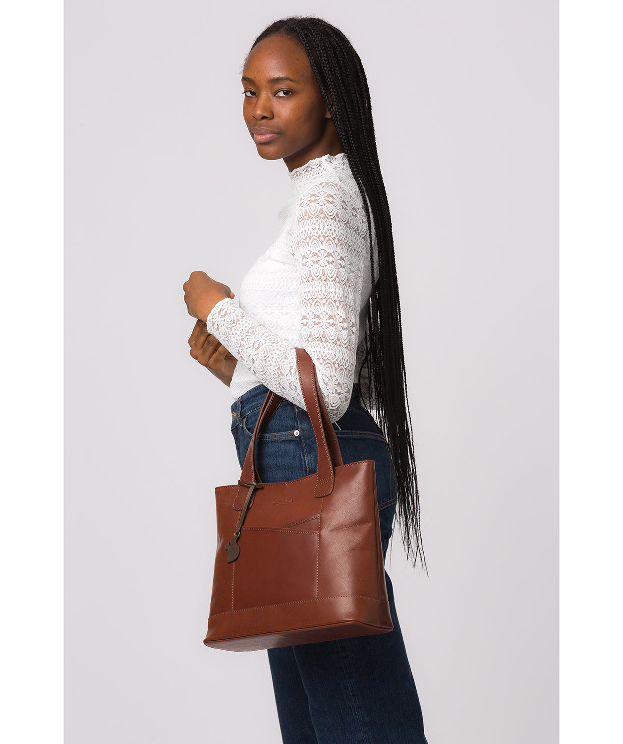 'Little Patience' Conker Brown Leather Tote Bag