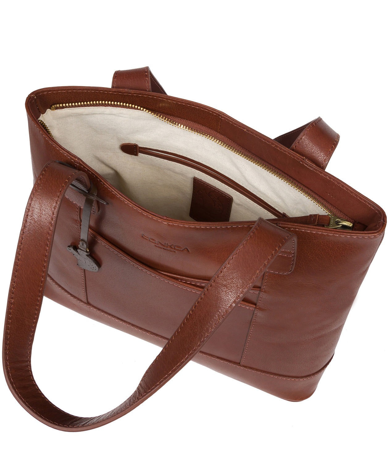 'Little Patience' Conker Brown Leather Tote Bag