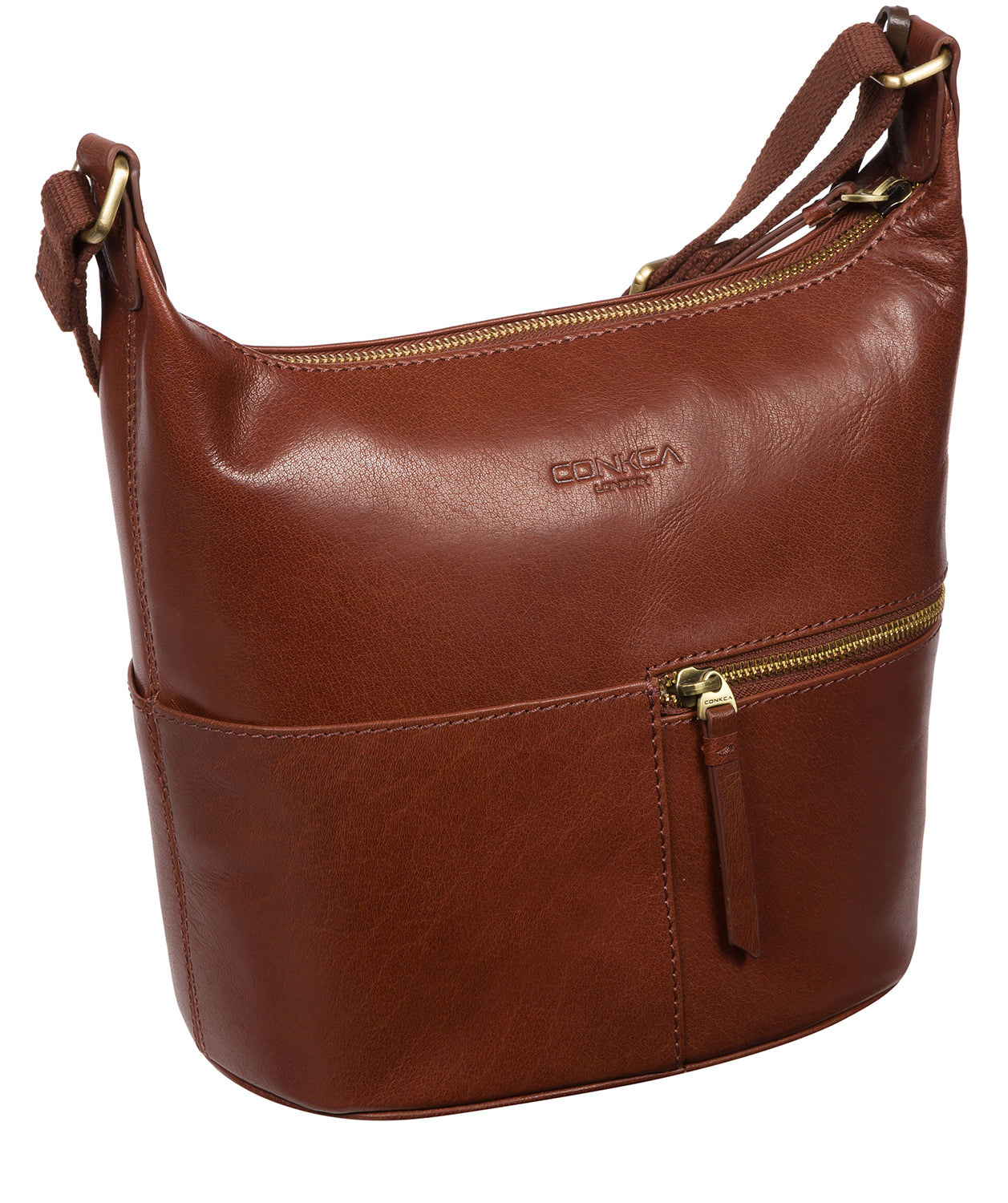 'Little Kristin' Conker Brown Leather Shoulder Bag
