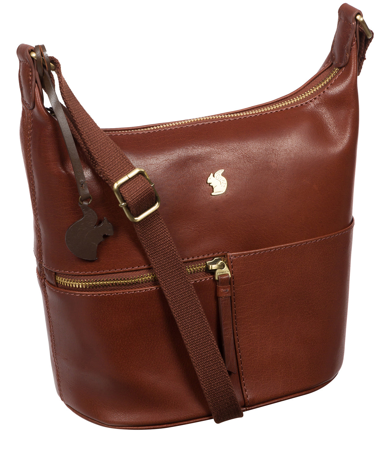 'Little Kristin' Conker Brown Leather Shoulder Bag