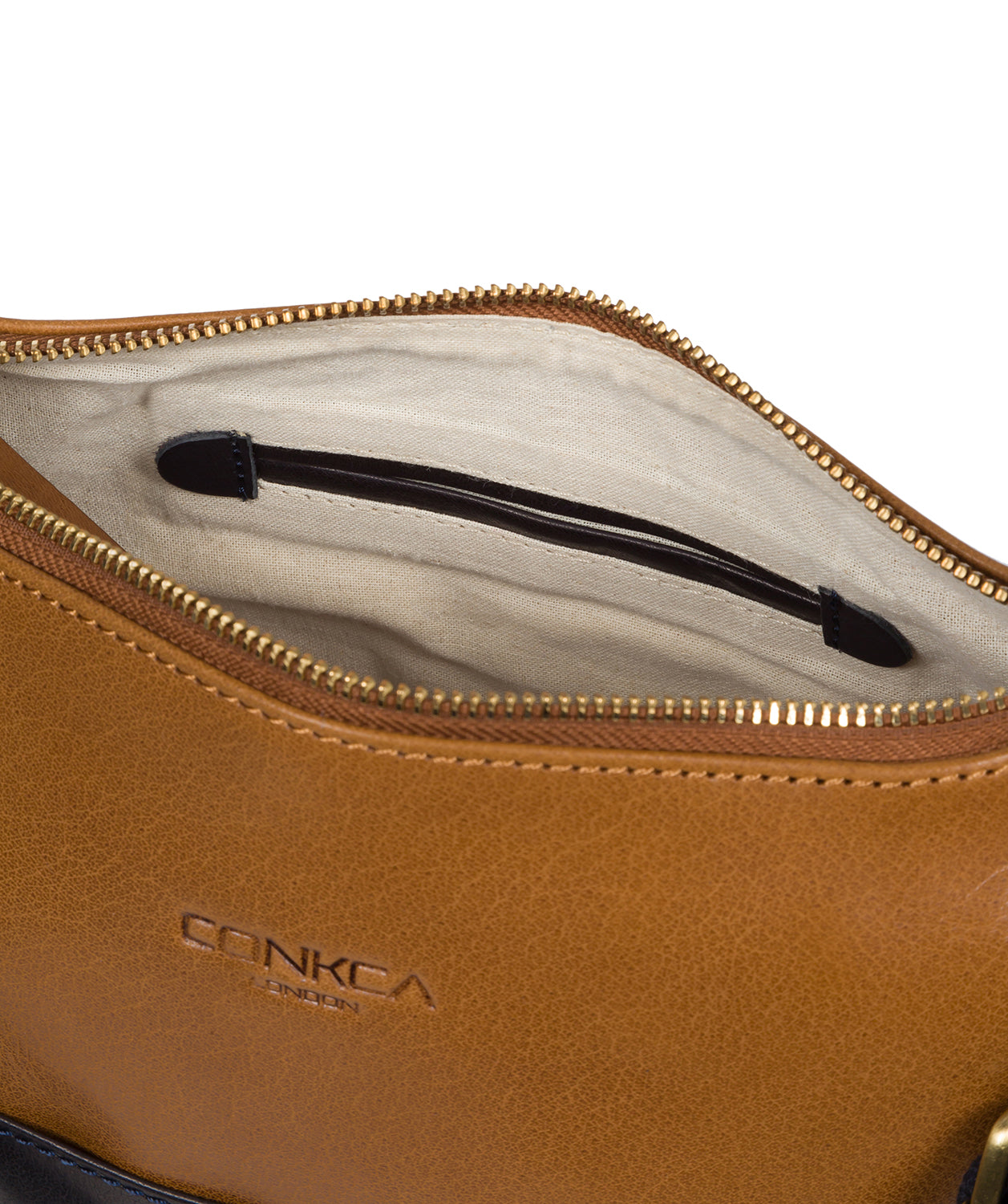 'Little Kristin' Navy & Dark Tan Leather Shoulder Bag