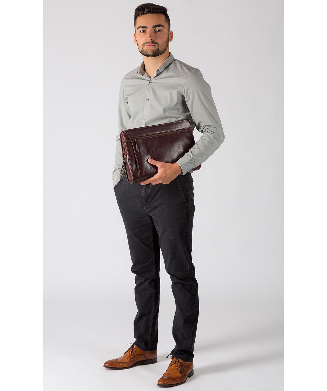 'Pirlo' Italian-Inspired Brown Leather Document Case
image 2