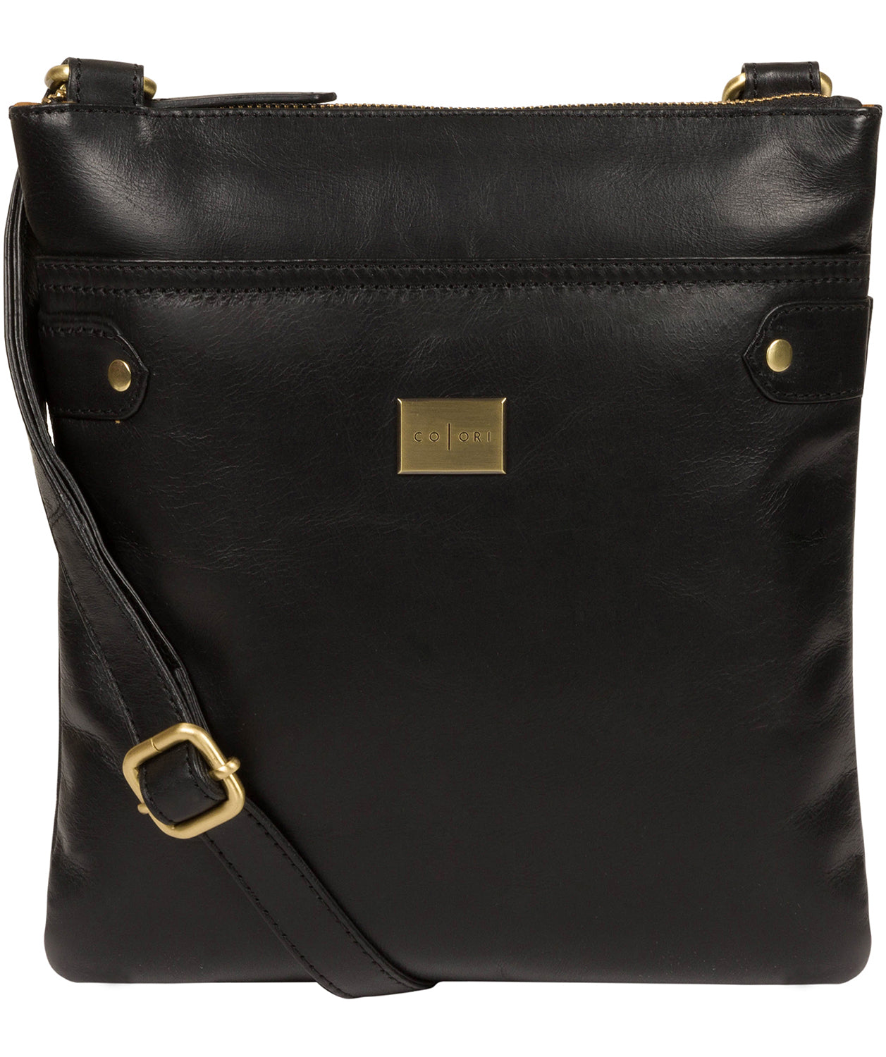 'Siena' Italian-Inspired Black Leather Cross Body Bag image 1