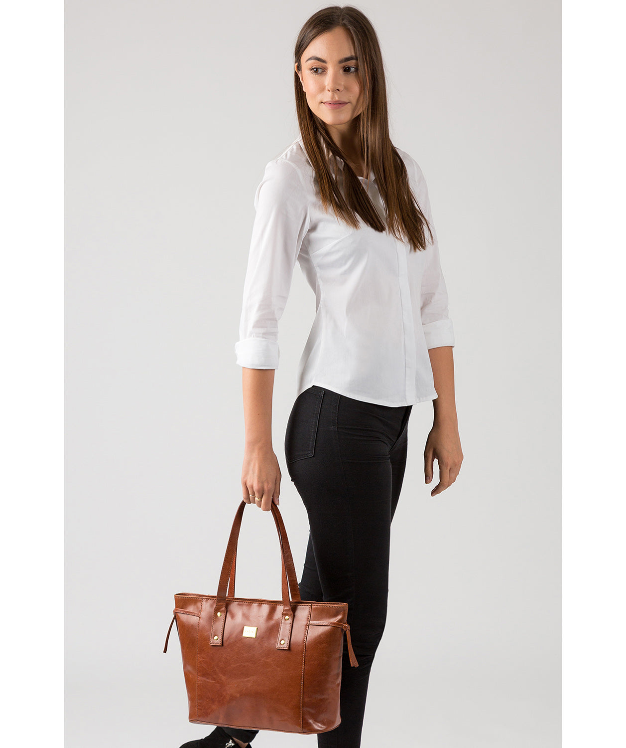 'Mazara' Italian-Inspired Chestnut Leather Tote Bag image 7