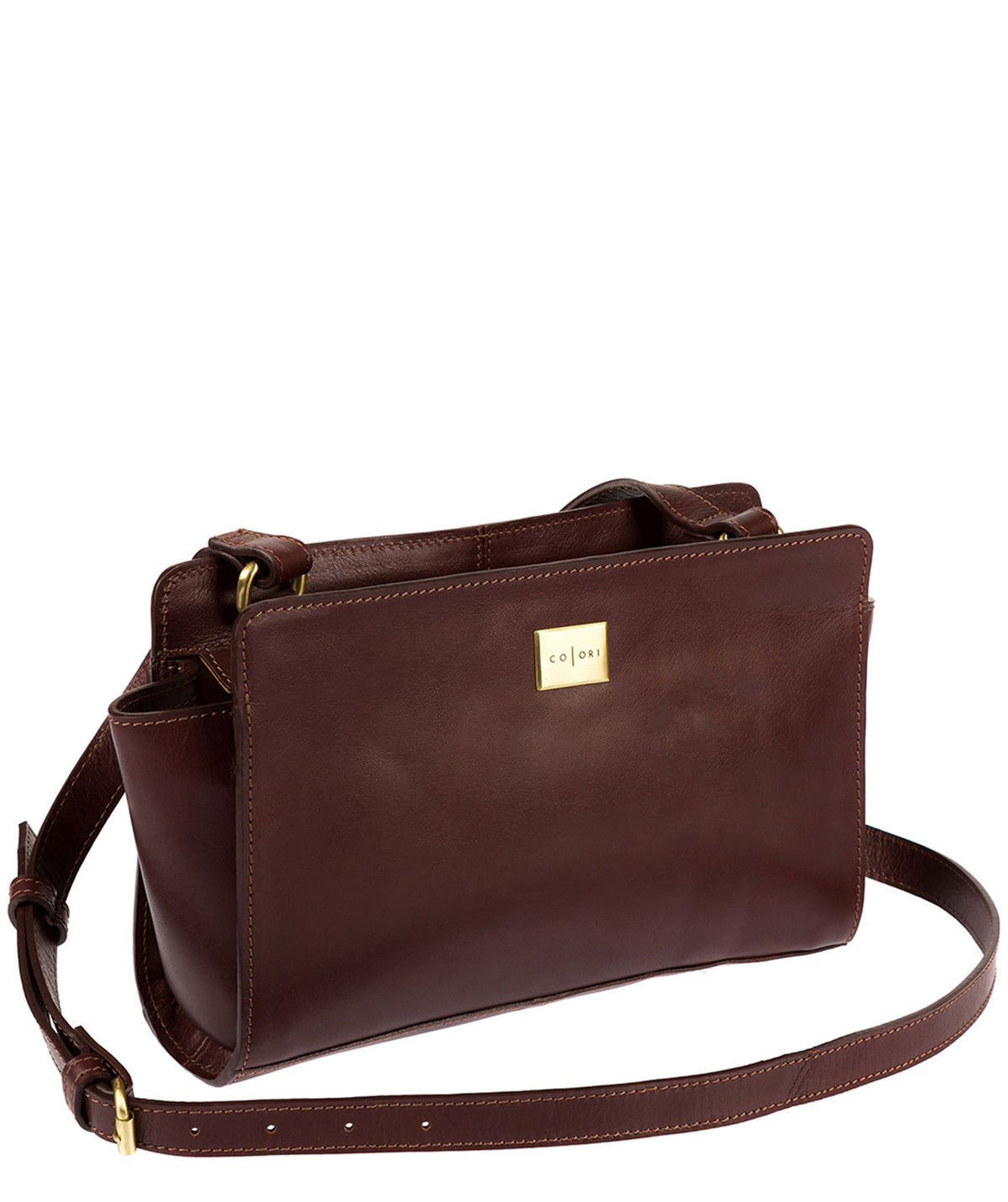 'Valentina' Italian-Inspired Brown Leather Cross Body Bag