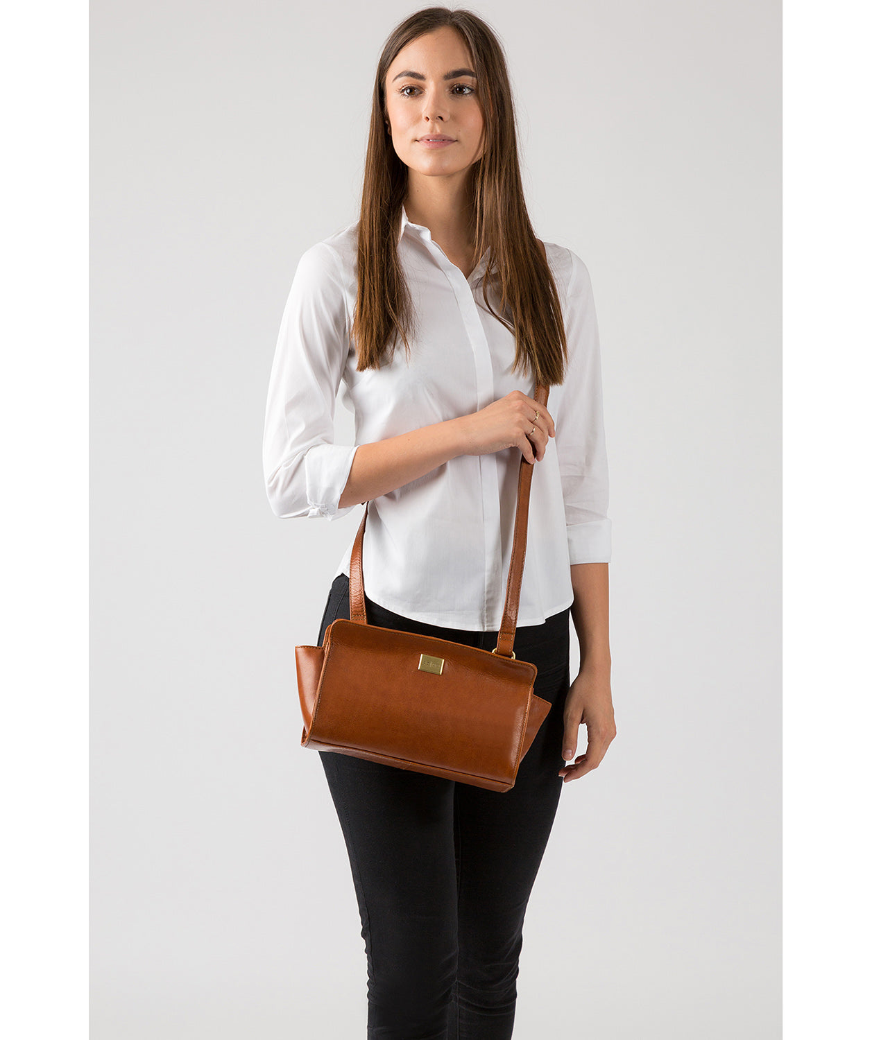'Valentina' Italian Tan Cross-Body Bag image 7