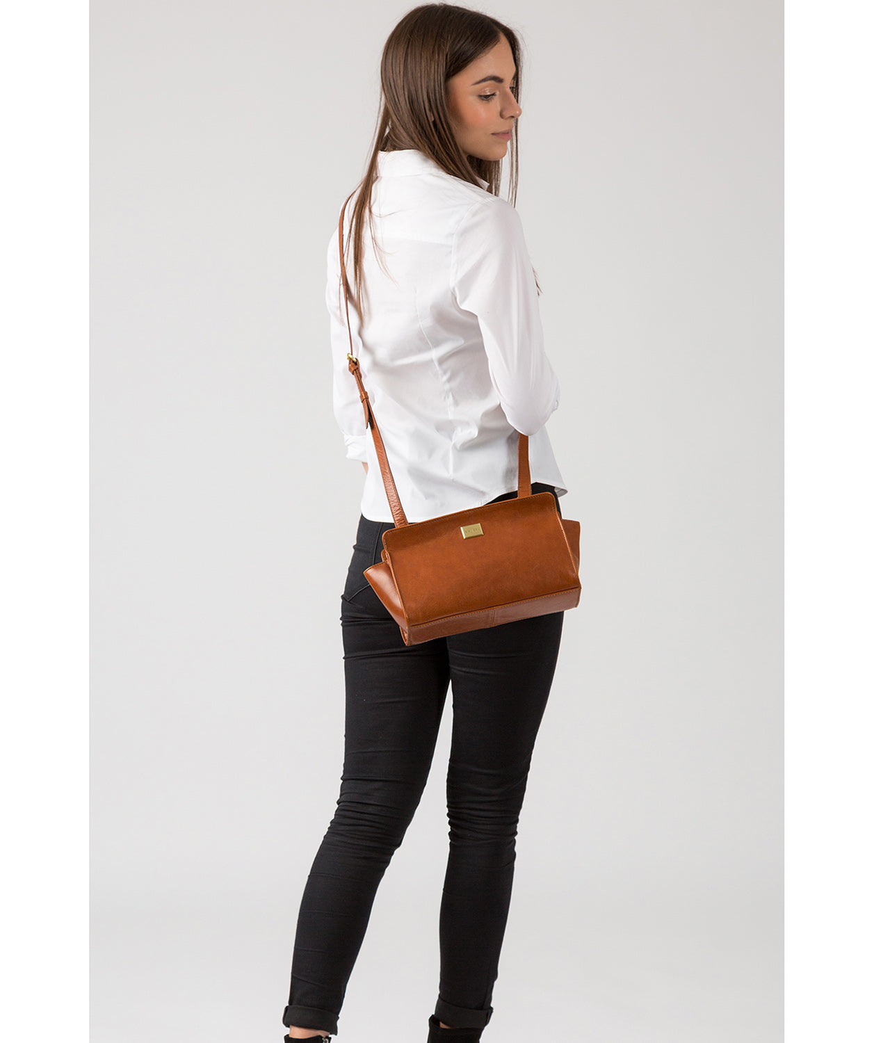 'Valentina' Italian Tan Cross-Body Bag image 2