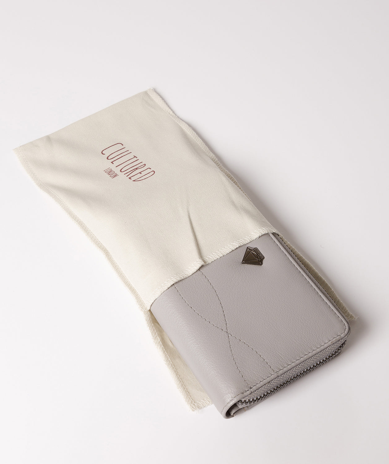 'Wittion' Silver Grey Leather Zip-Round Purse image 5