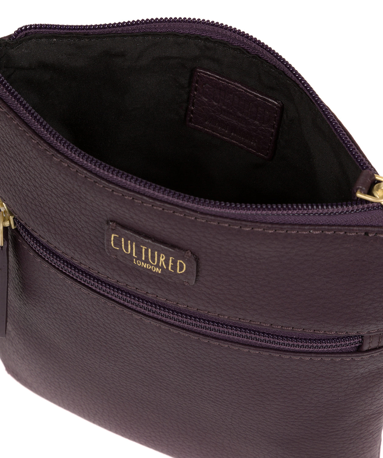 'Zaz' Plum Leather Small Cross Body Bag Pure Luxuries London