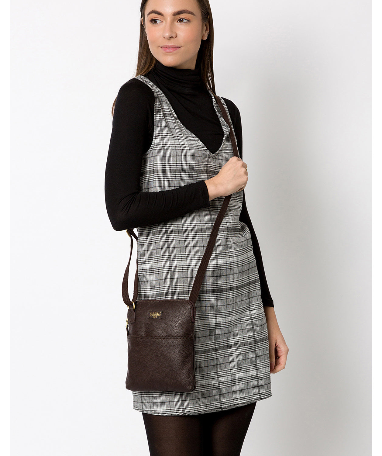 'Marqaux' Dark Chocolate Leather Small Cross Body Bag image 2